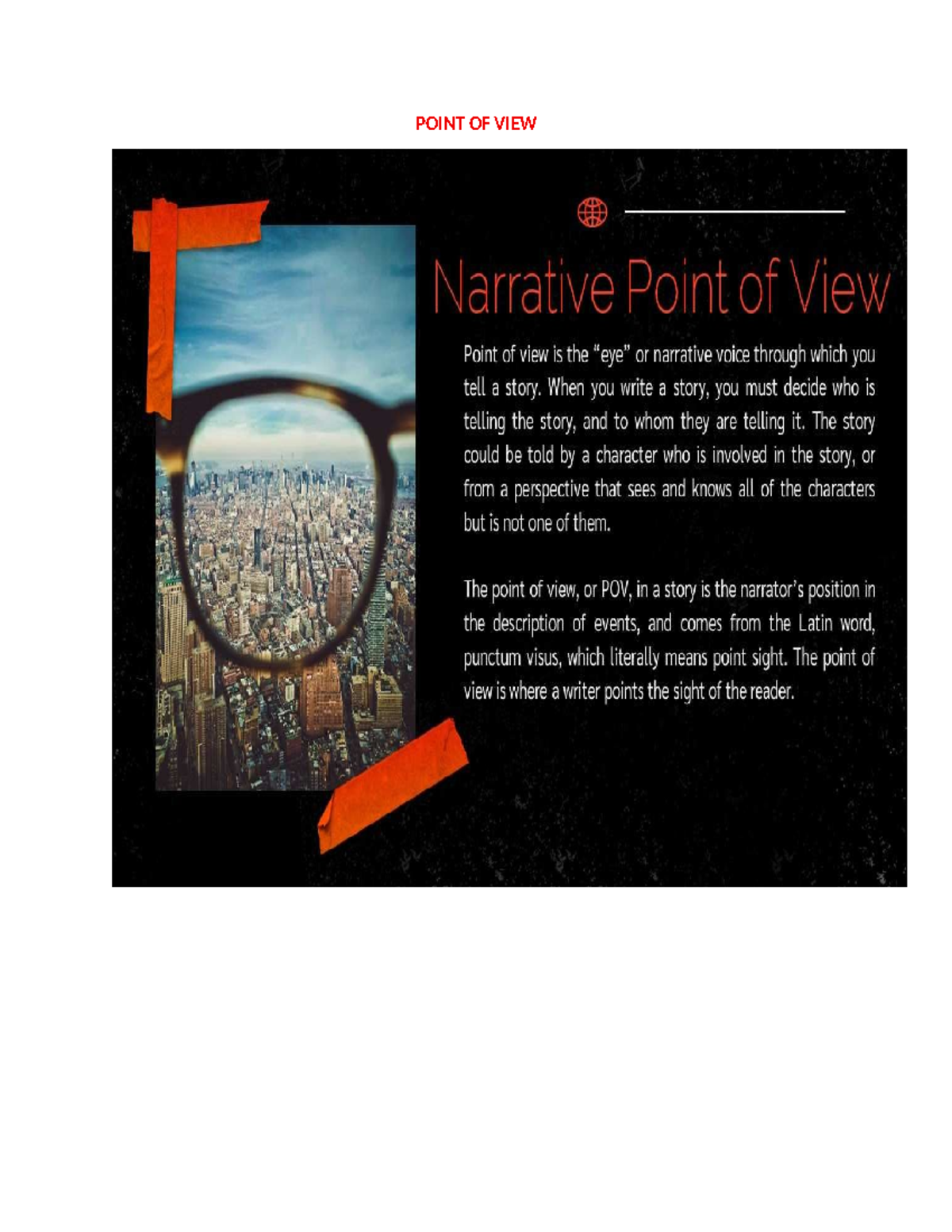 Narrative Point of View - Key Concepts and Examples - Studocu