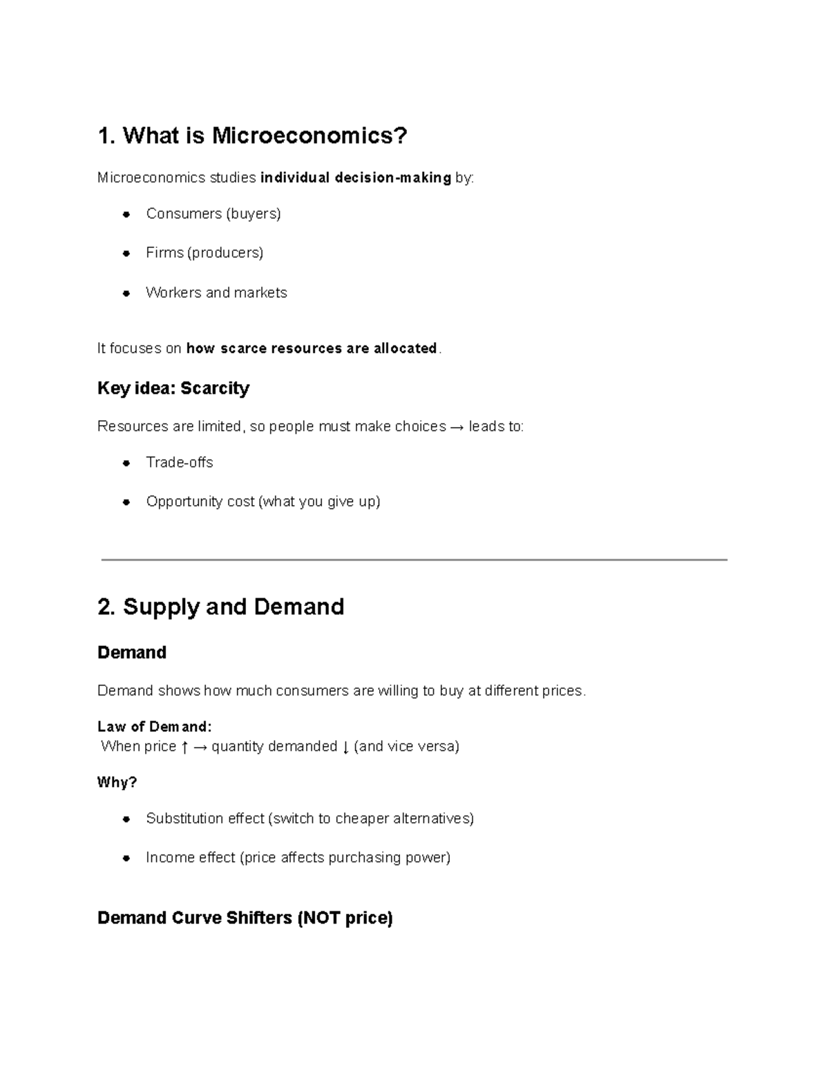Microeconomics 1B03: Comprehensive Study Notes on Key Concepts - Studocu