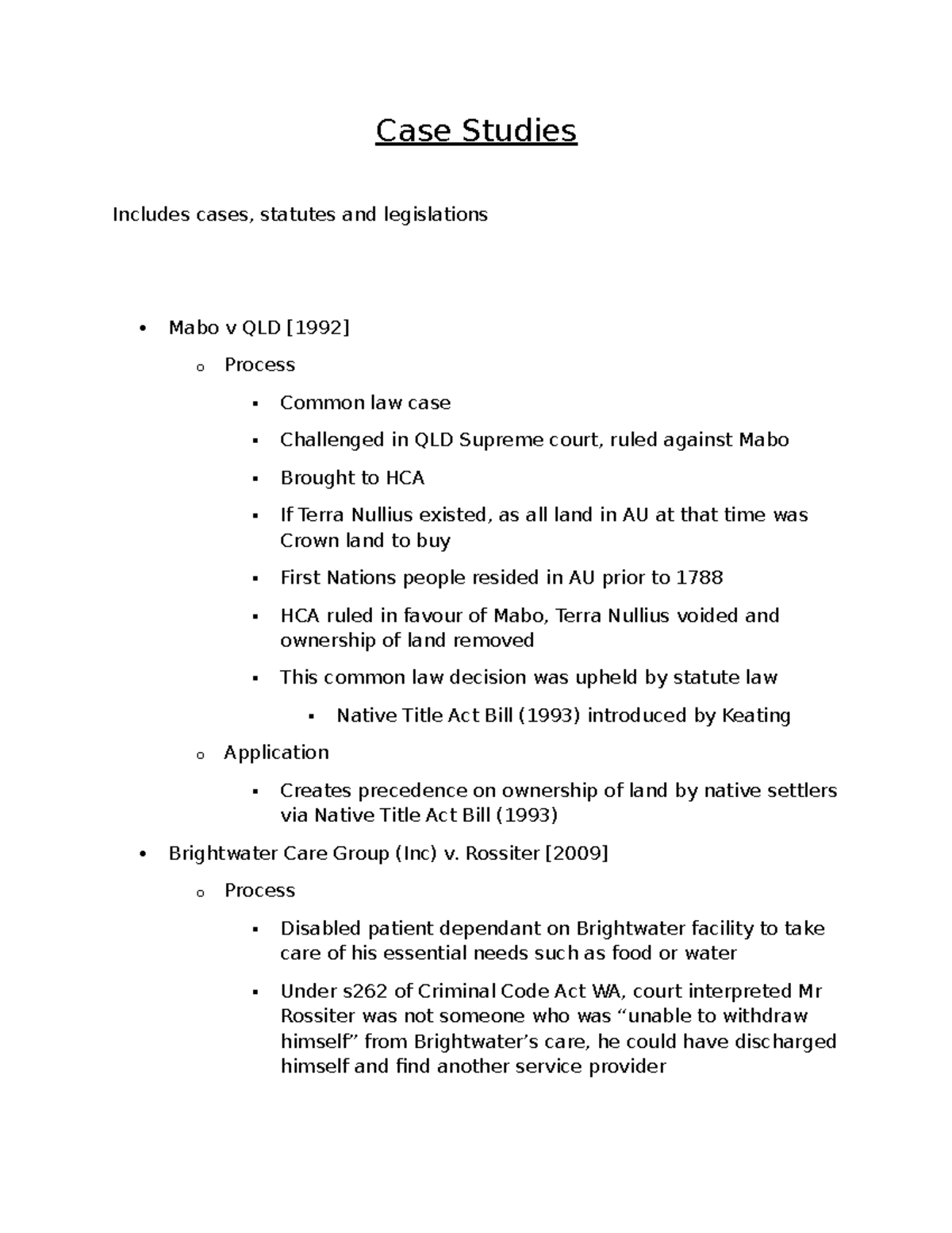 Case Studies: Key Legal Precedents and Statutory Interpretations - Studocu
