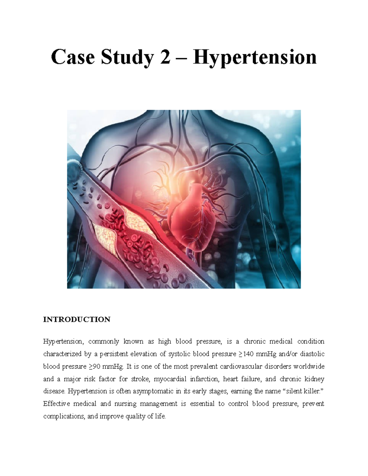 Case Study 2: Management and Nursing Care for Hypertension - Studocu
