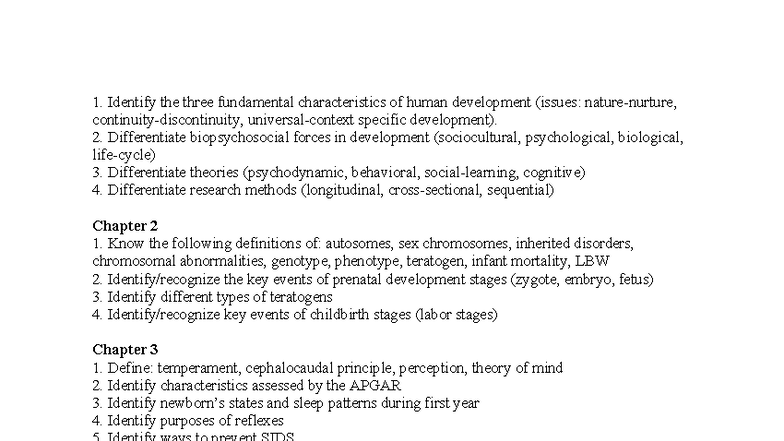 Human Development Concepts and Theories Overview (PSY101) - Studocu