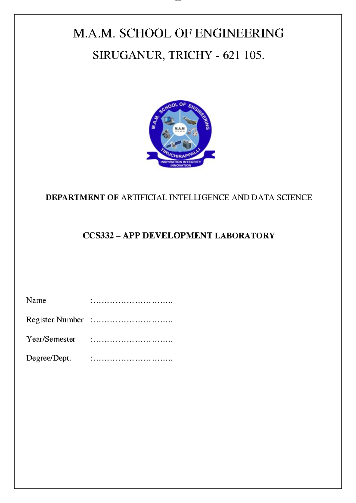 CCS332 App Development Lab Manual - Practical Notes - Studocu