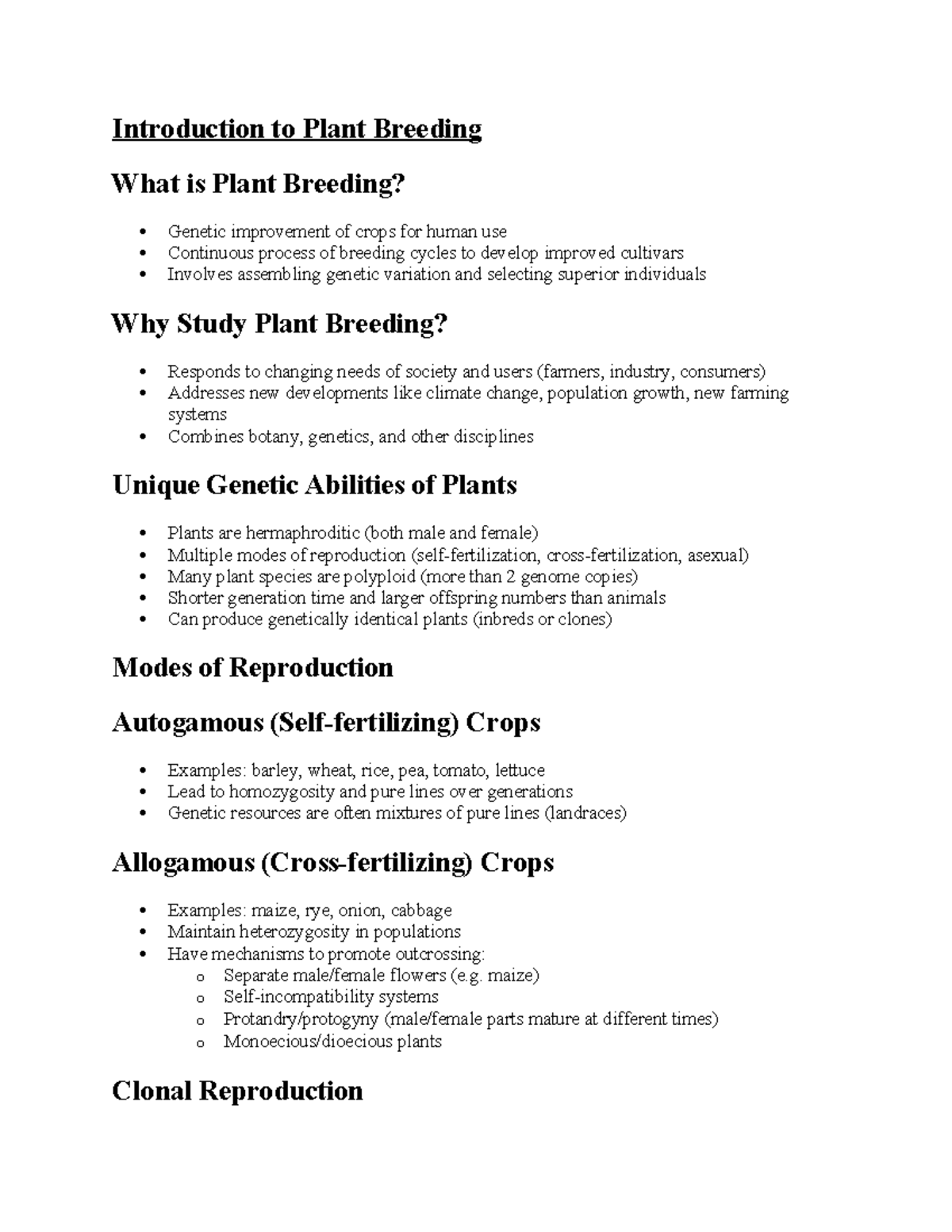 Plant Breeding Lecture Notes: Key Concepts and Applications - Studeersnel