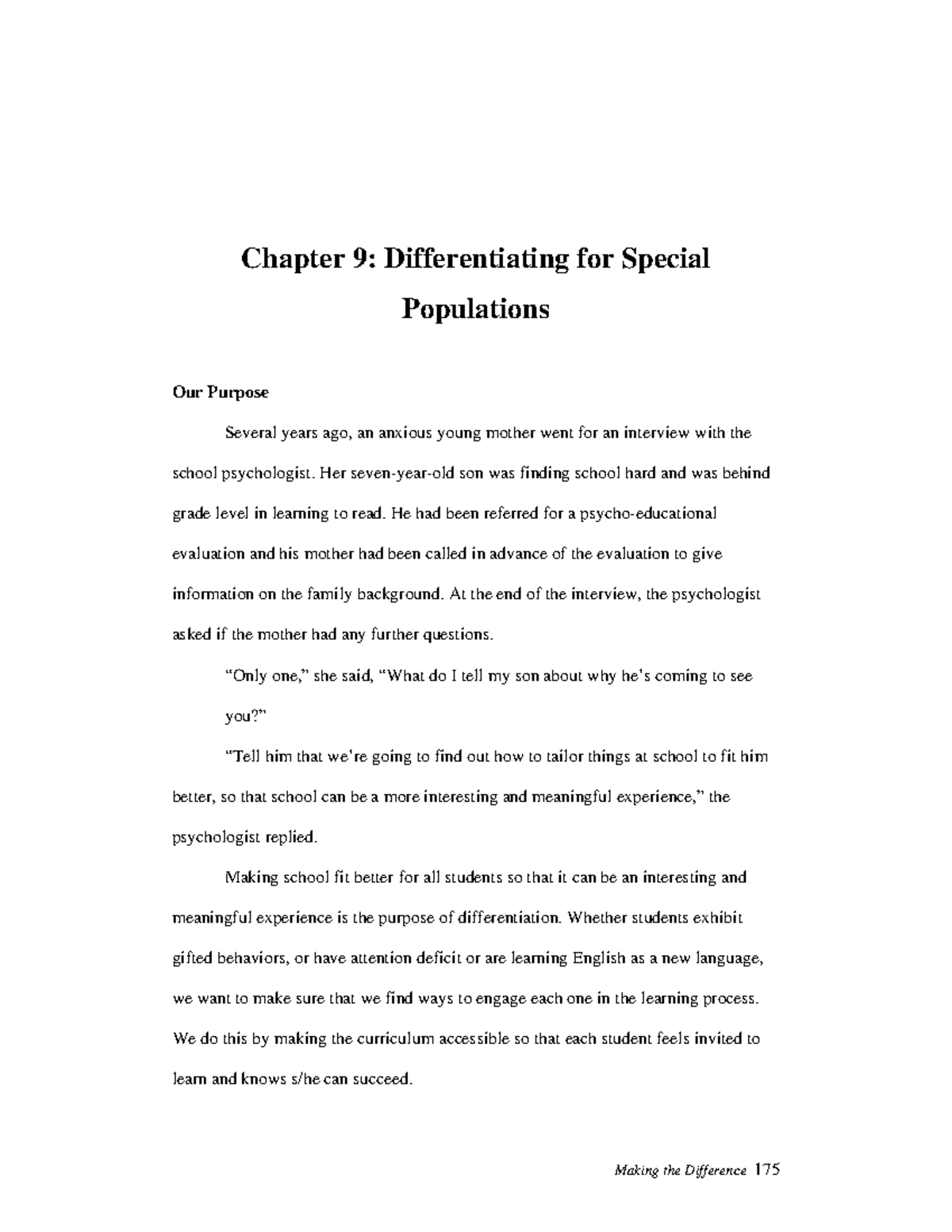 Chapter 9 - reading with notes - Chapter 9: Differentiating for Special ...