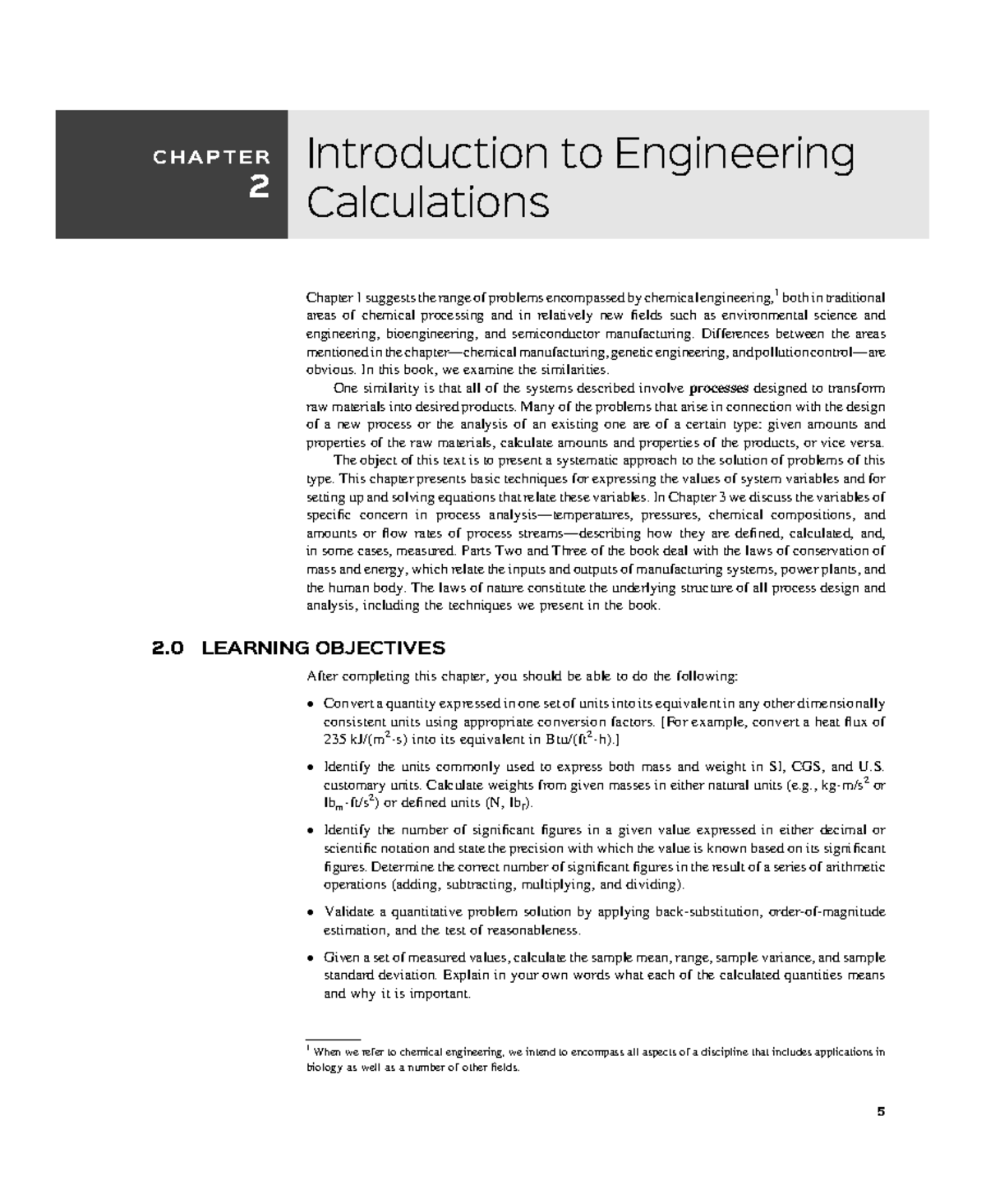 CHE100 Chapter 2 - Engineering Calculations and Unit Conversions - Studocu