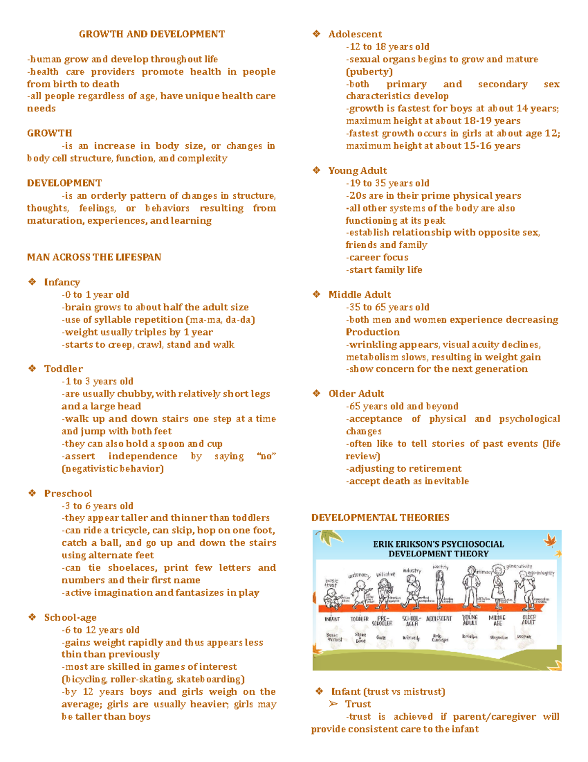 IHC Notes - Introduction to healthcare - GROWTH AND DEVELOPMENT -human ...