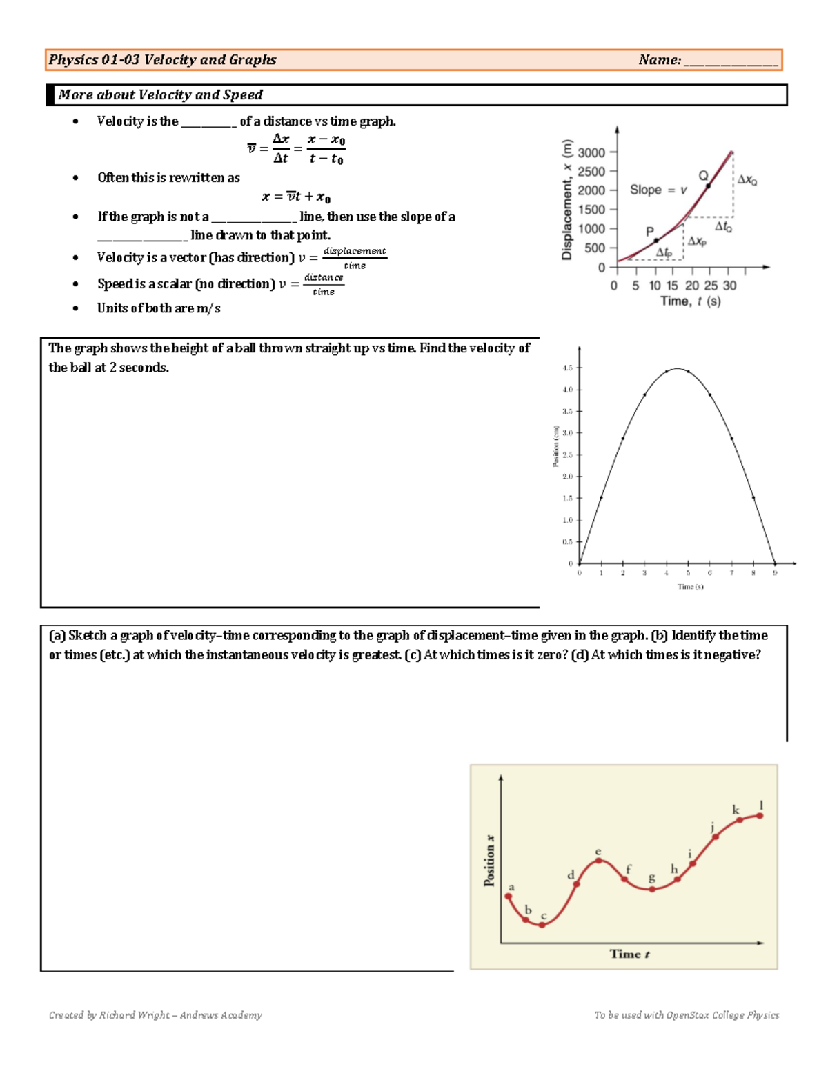 Physics 01-03 Velocity and Graphs: Understanding Key Concepts and ...