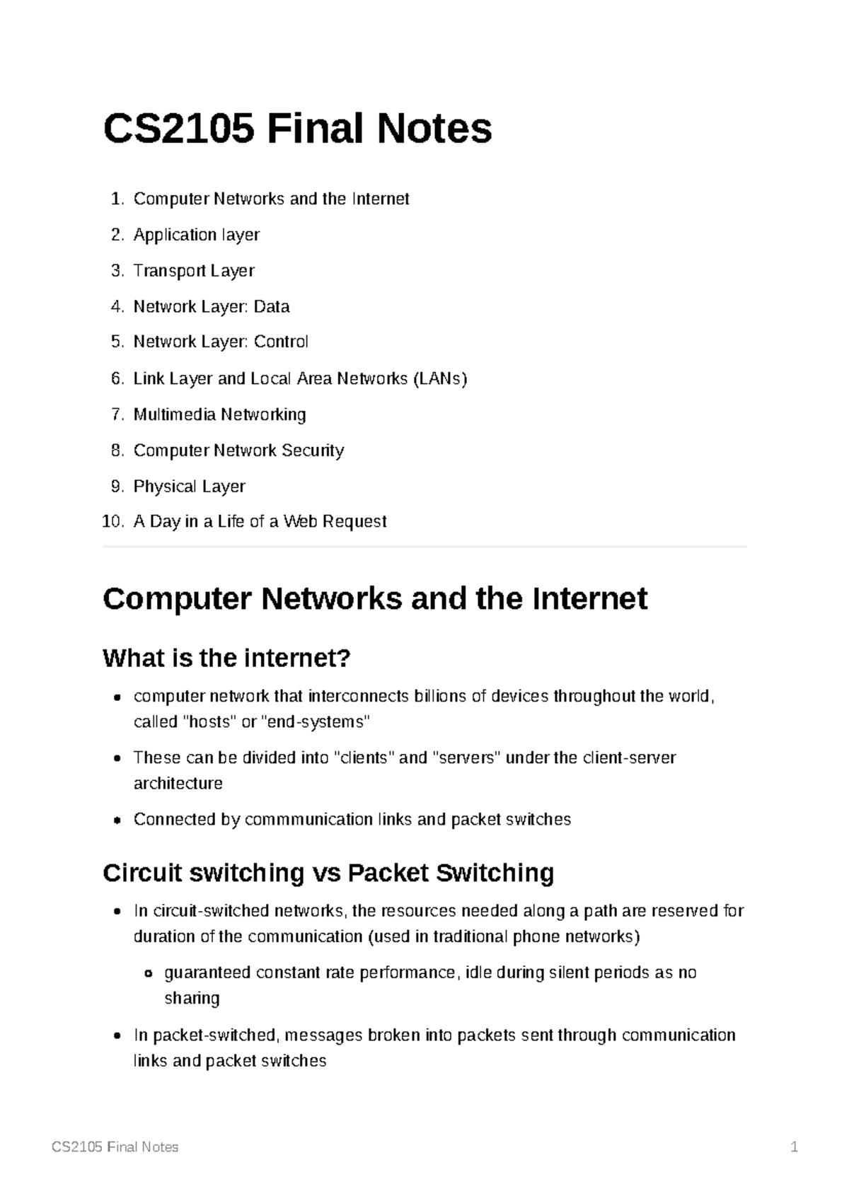 CS2105 Networking Final Exam Study Guide (AY 21/22 S1) - Studocu