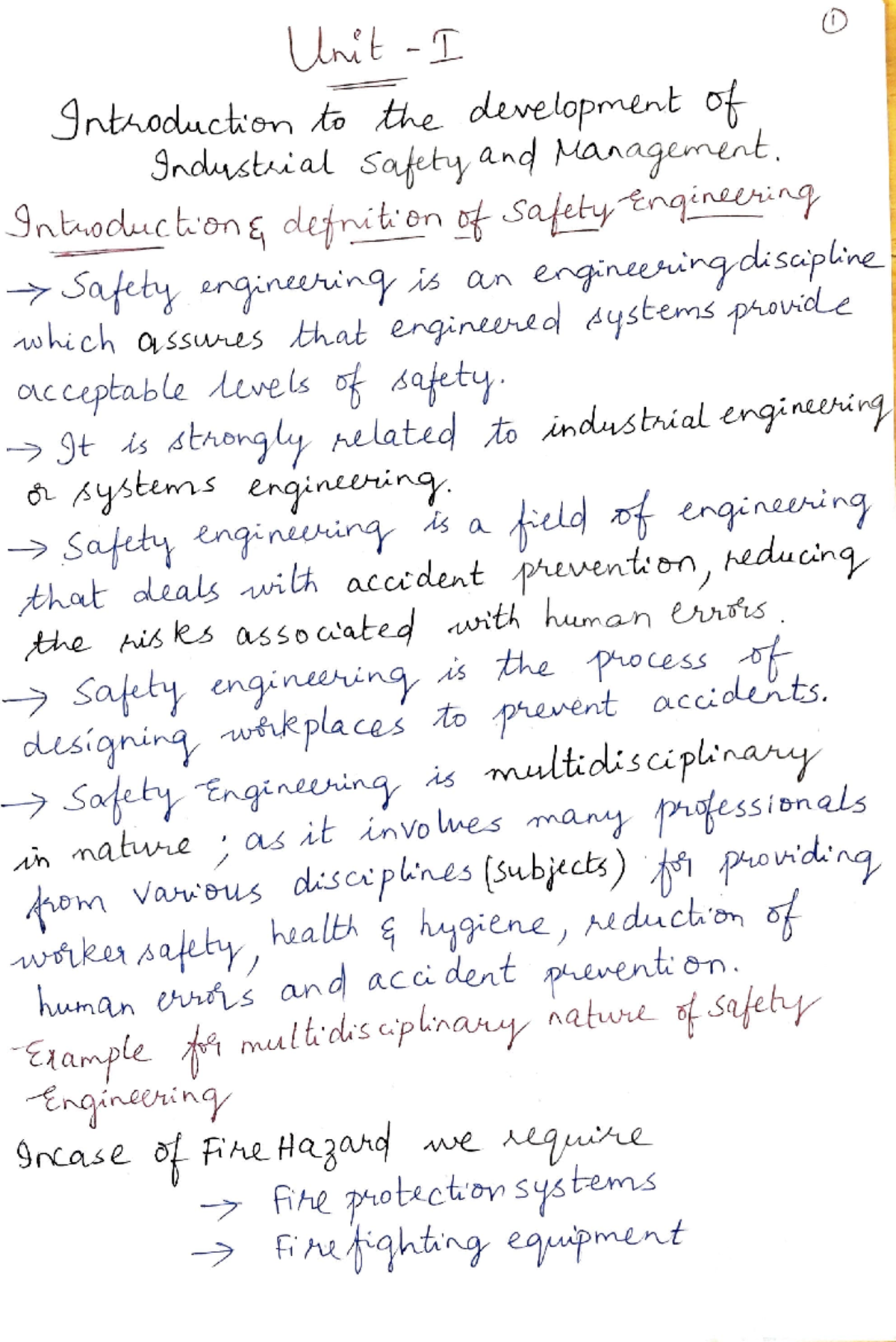 Safety Engineering UNIT-1 - 1 Unit Introduction to the development of ...