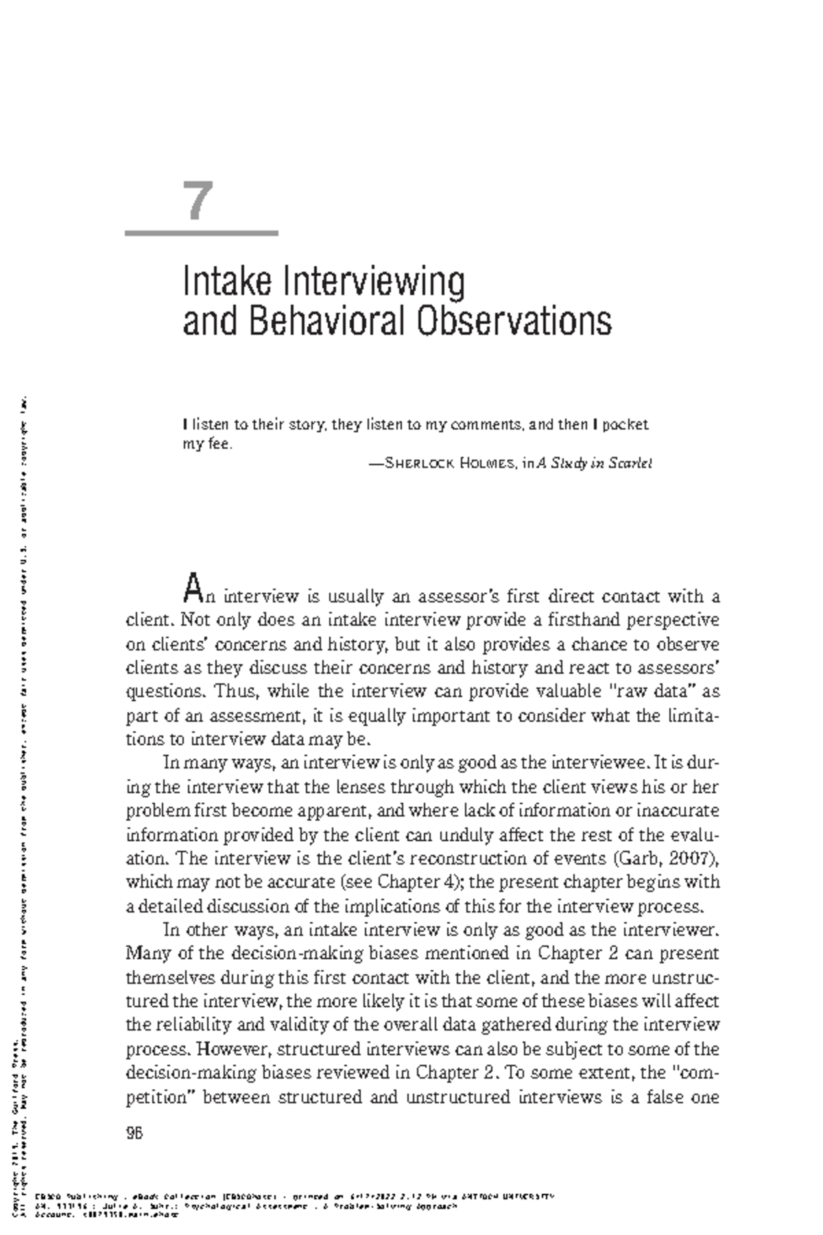 Intake Interviewing: A Biopsychosocial Perspective in Assessment - Studocu