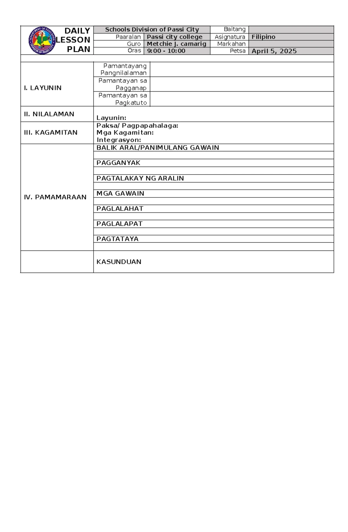 RMC No. 8-2024 Annex A Template - ANNEX “A