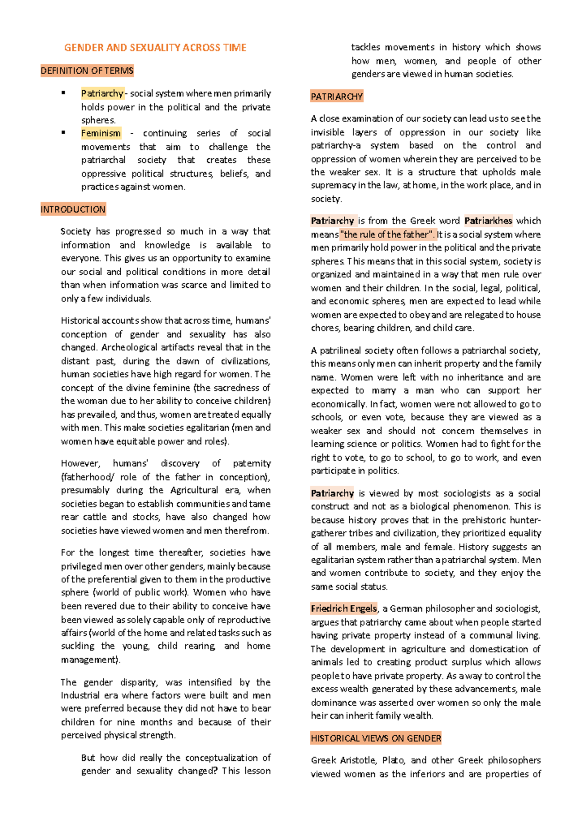 Gender and Sexuality Through History: A Study on Patriarchy and ...