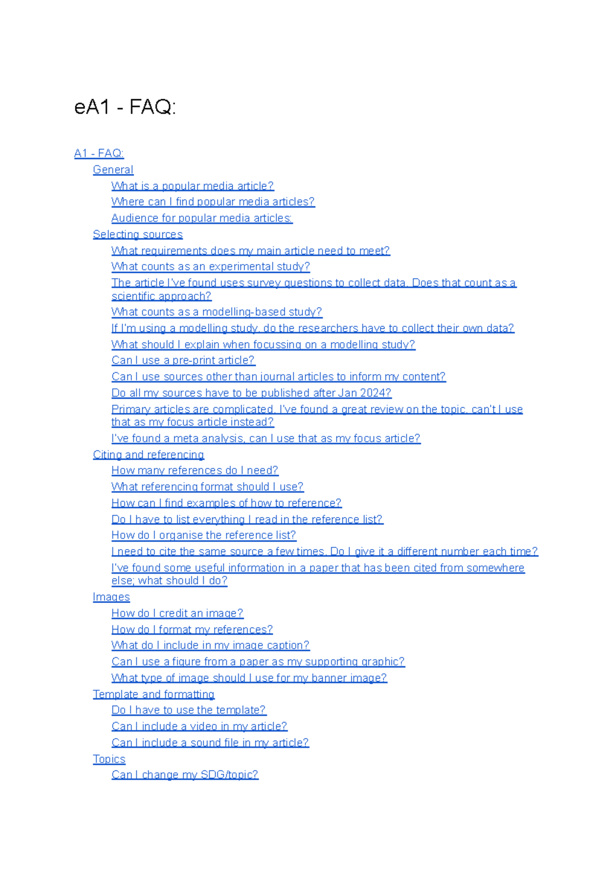 A1 - Popular Media Article FAQ - Guidance for S2 2025 - Studocu