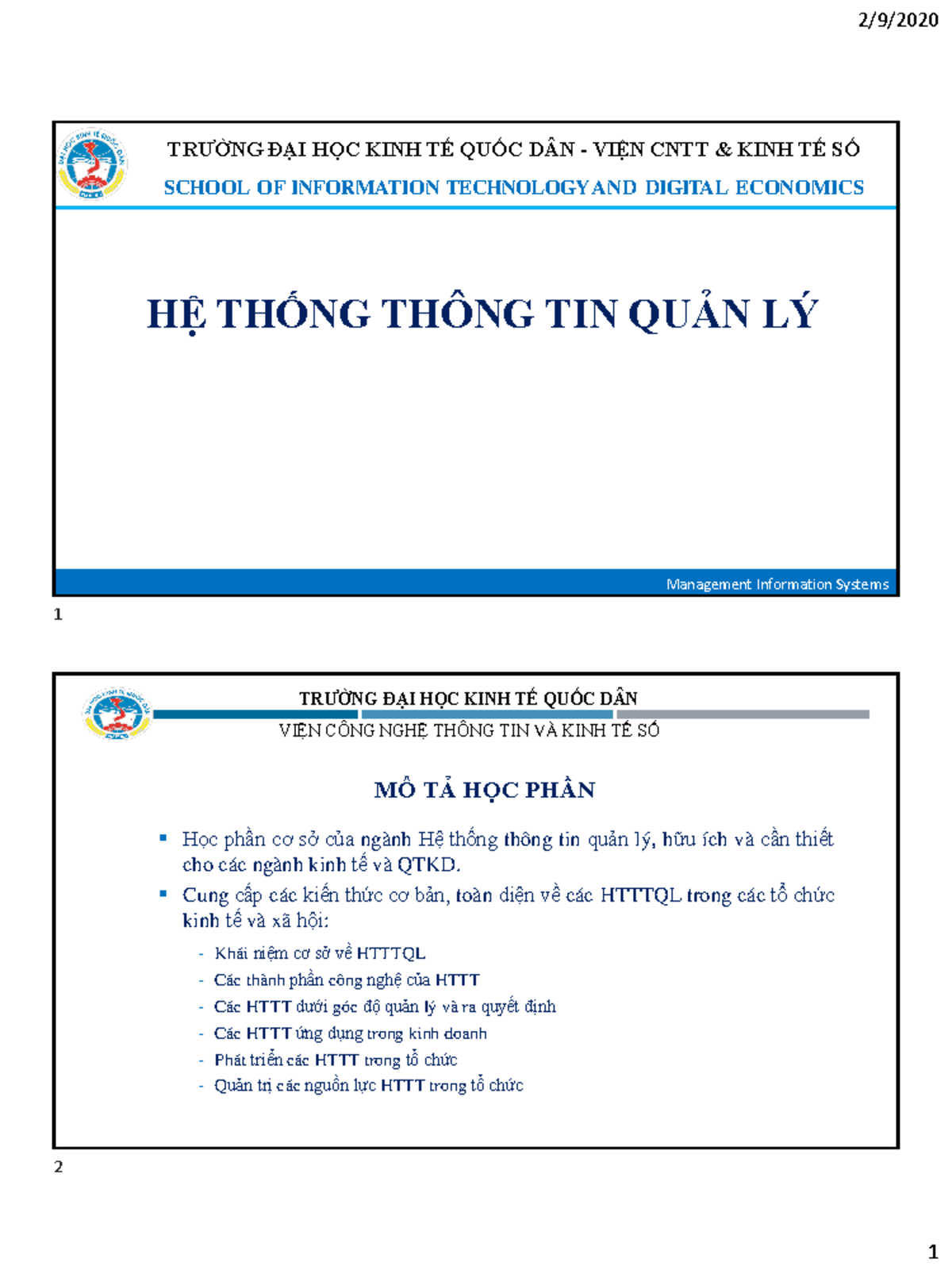 MIS 101 - Management Information Systems Week 1 Overview Slides - Studocu