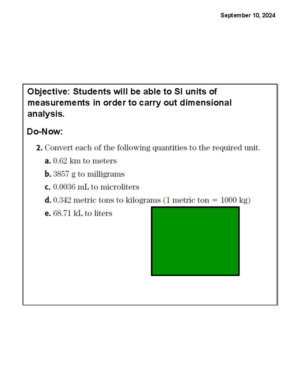 Dimensional Analysis and Unit Conversions - Chemistry Class Notes ...