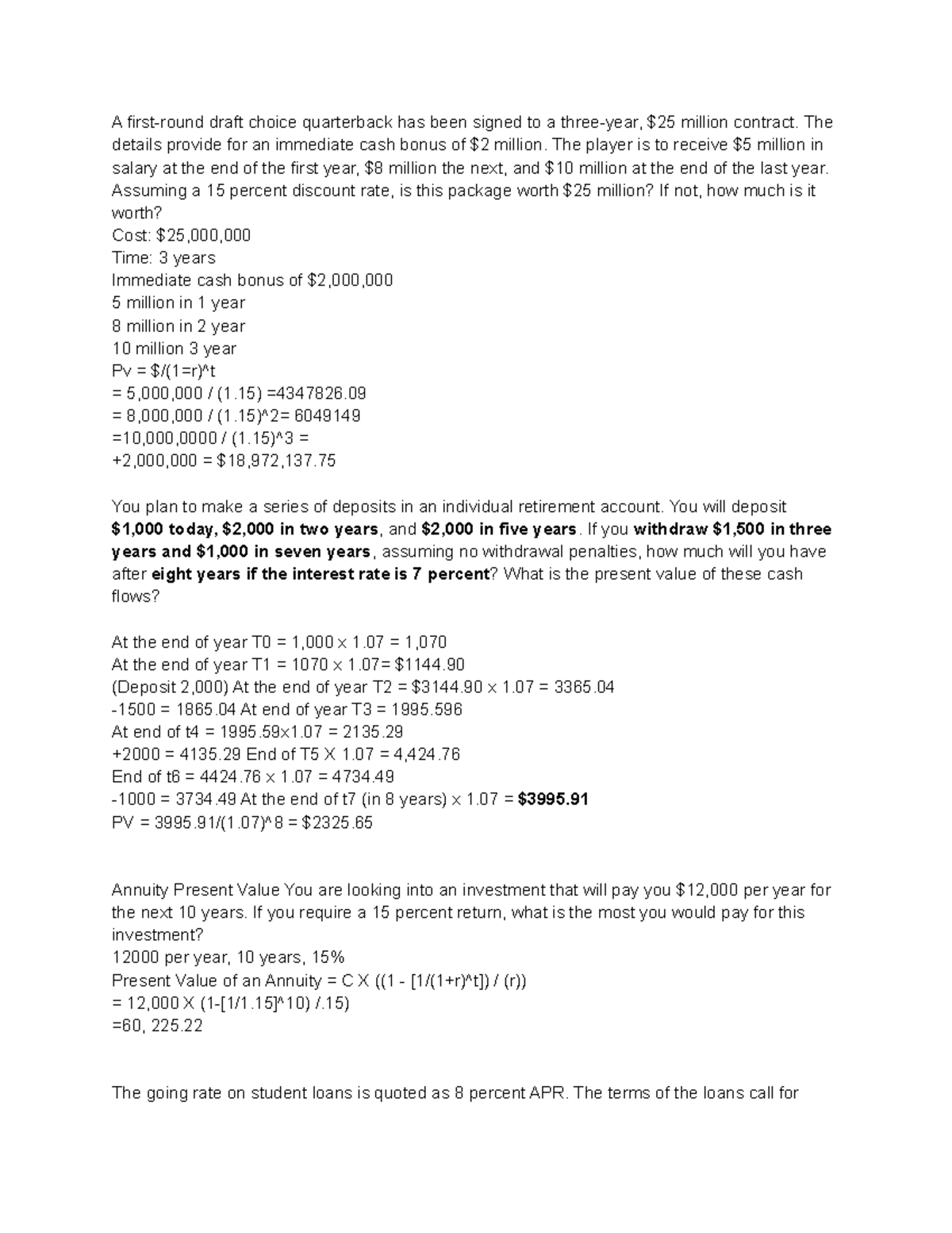 FIN 101 Exam 1 Practice Problems and Solutions - Studocu