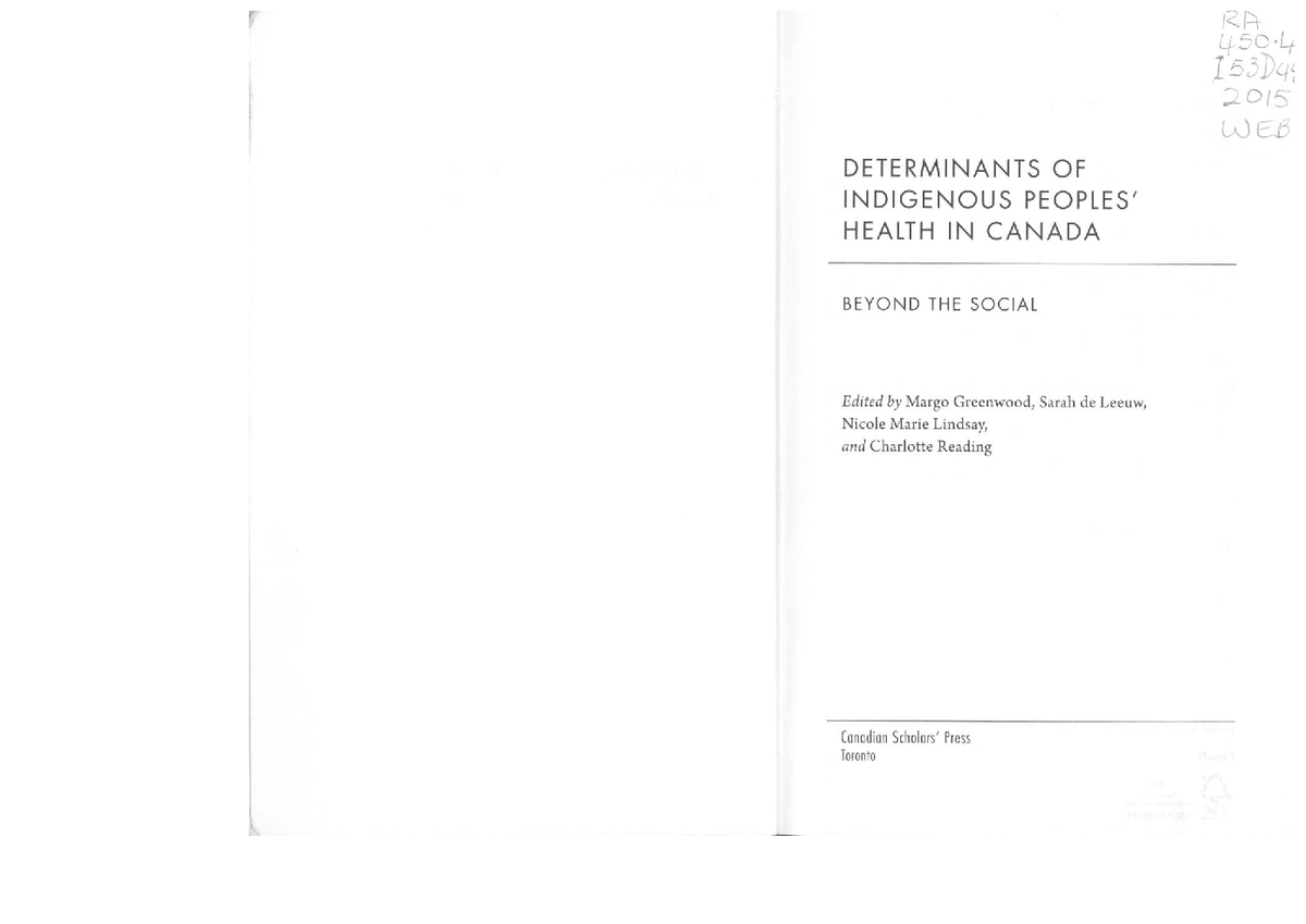 THEO 353 Lesson 1: Understanding Indigenous Health Determinants in ...