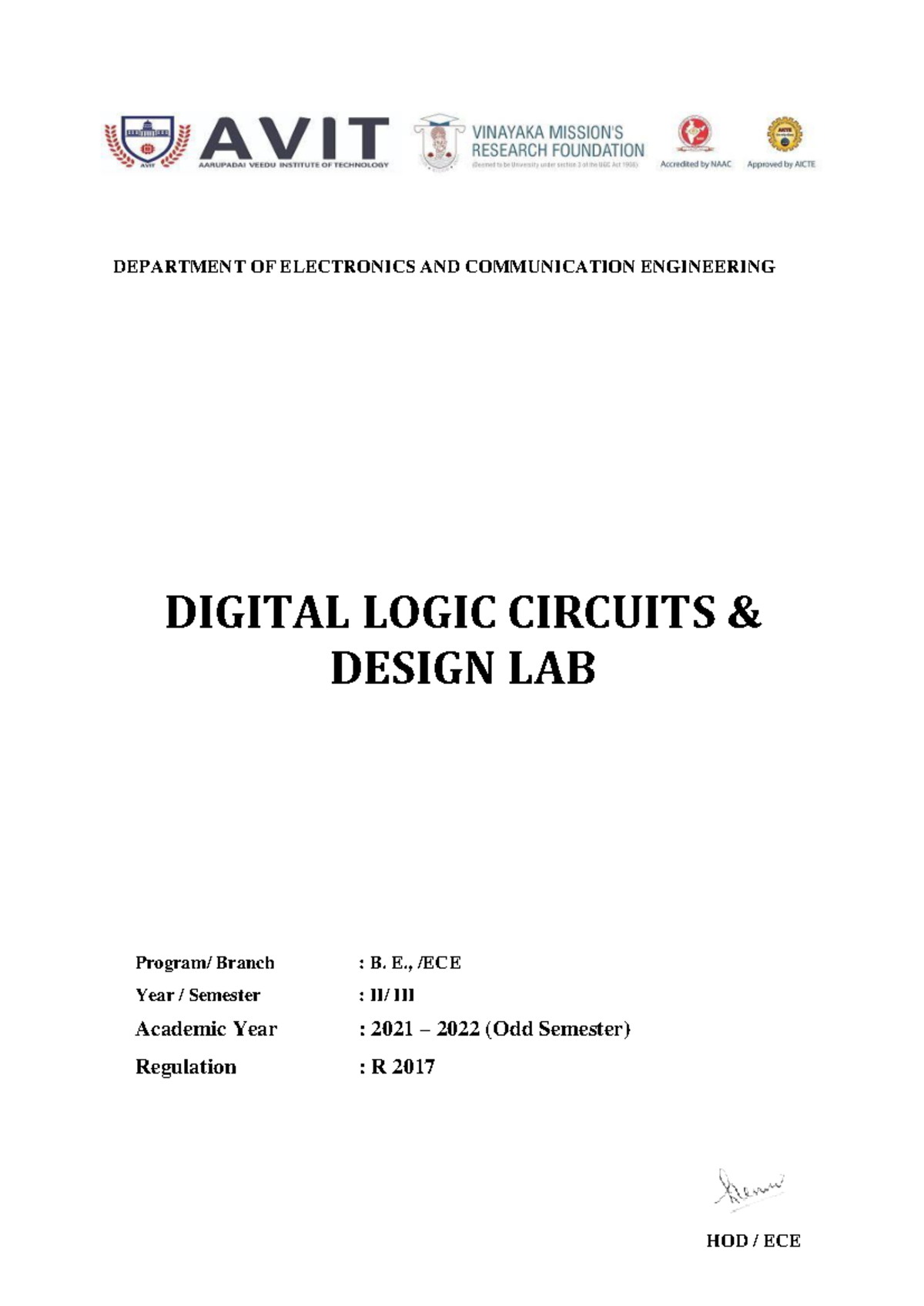 Digital Logic Circuits & Design Lab Manual (ECE II/III) - Studocu