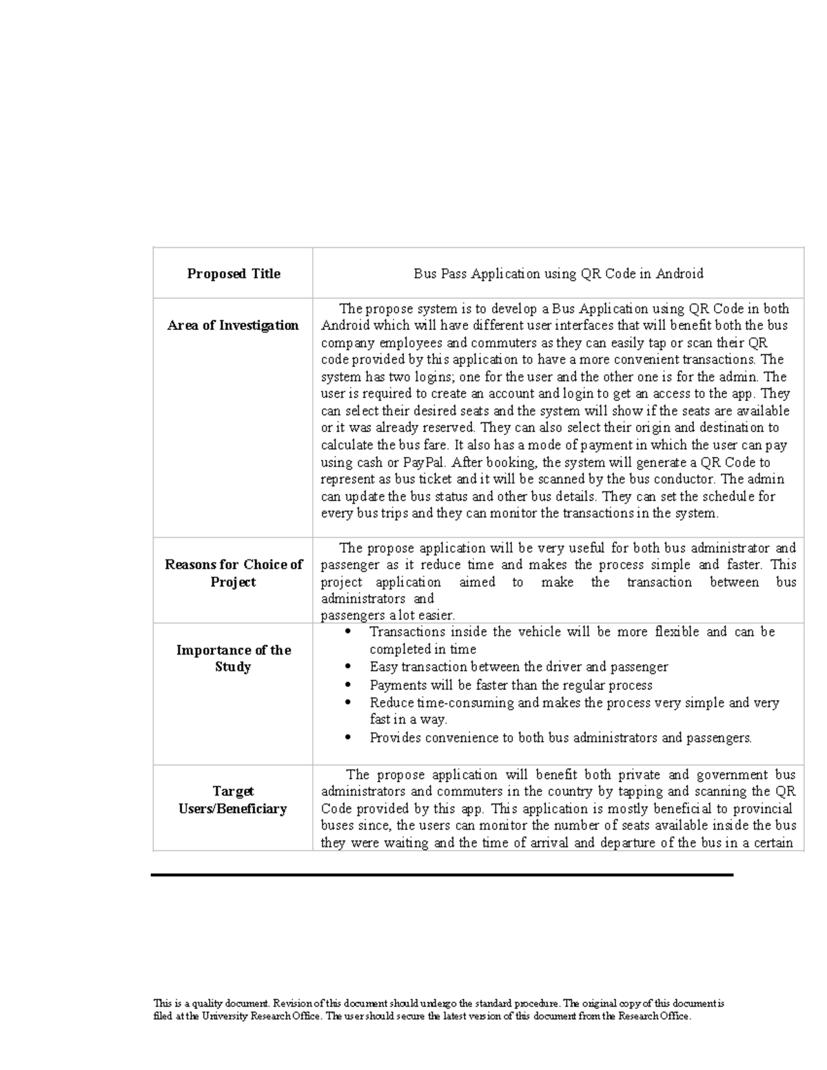 Bus Pass App Using QR Code in Android: Project Proposal - Studocu