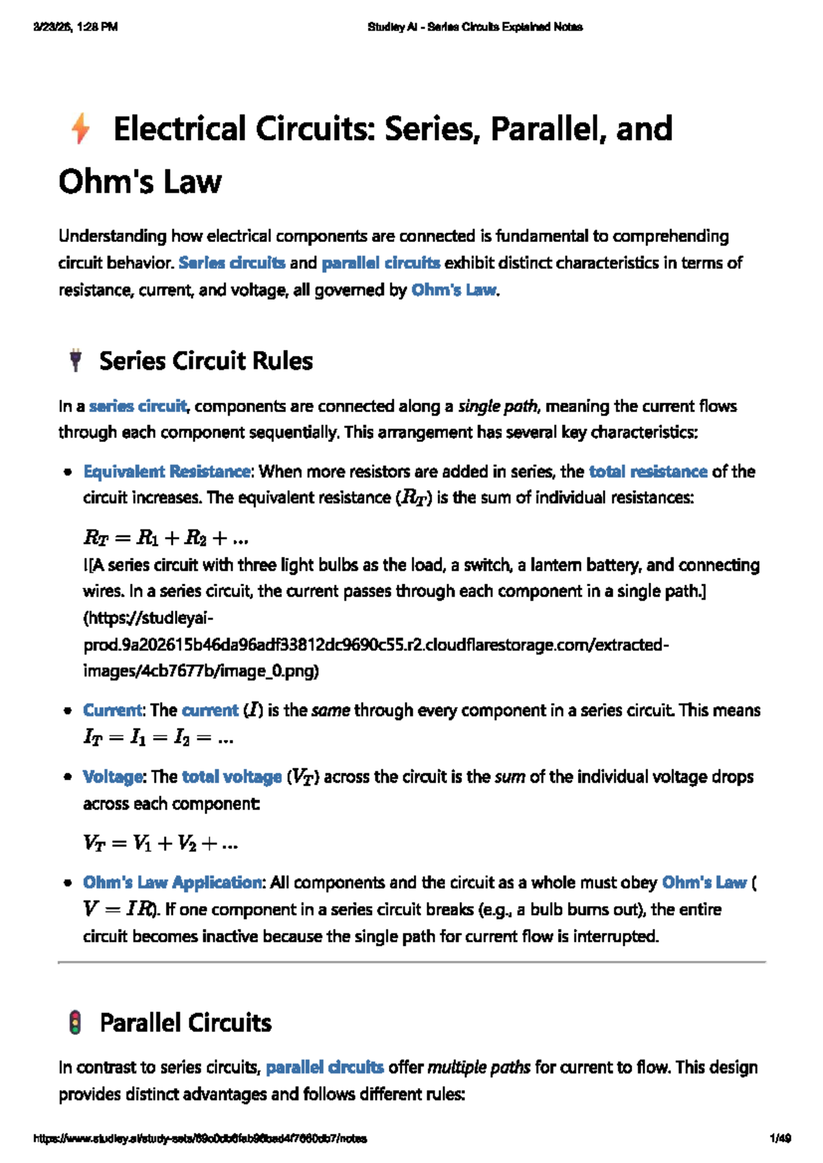 Science 1: Series and Parallel Circuits Explained Notes - Studocu