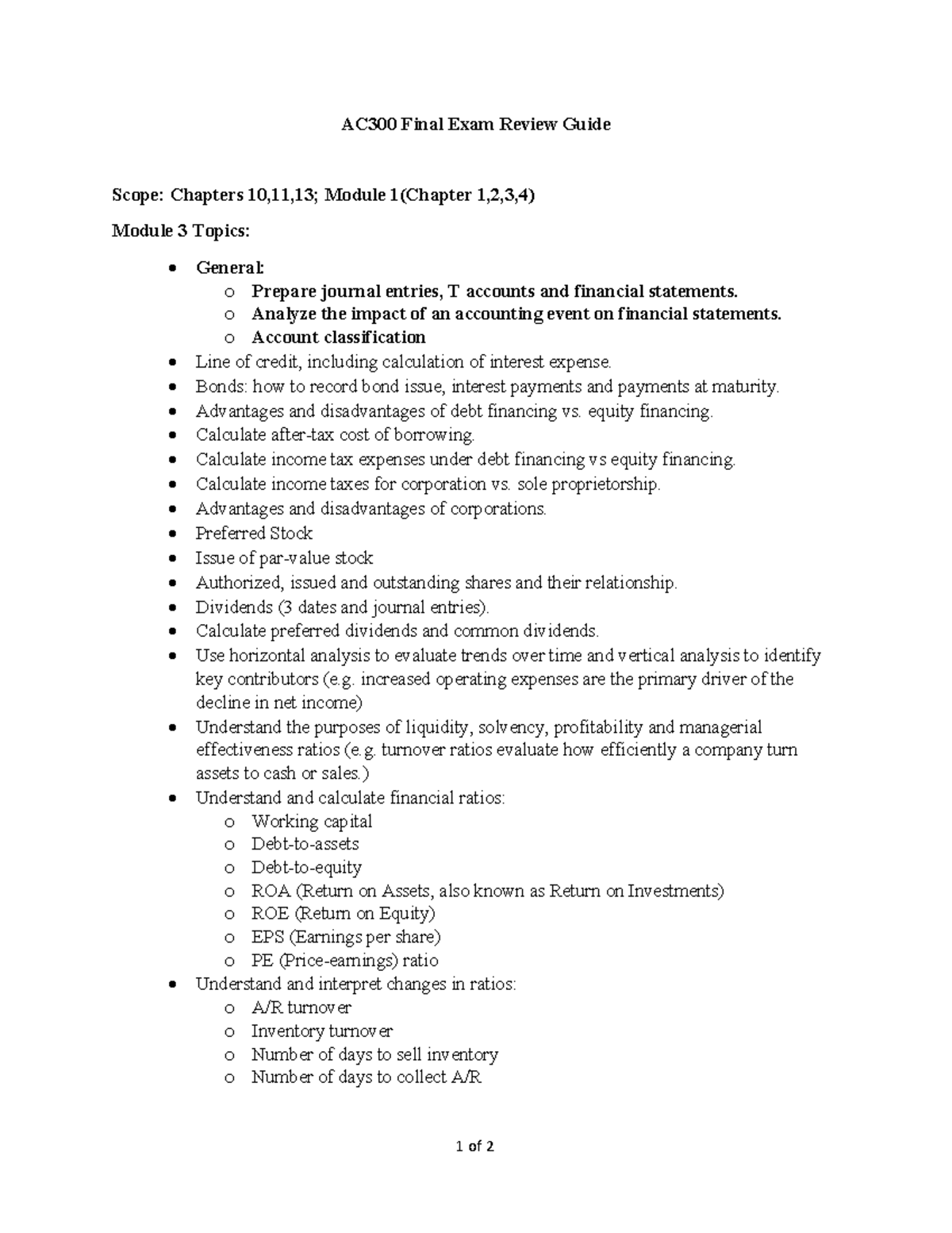 AC300 Final Exam Review Guide - Studocu