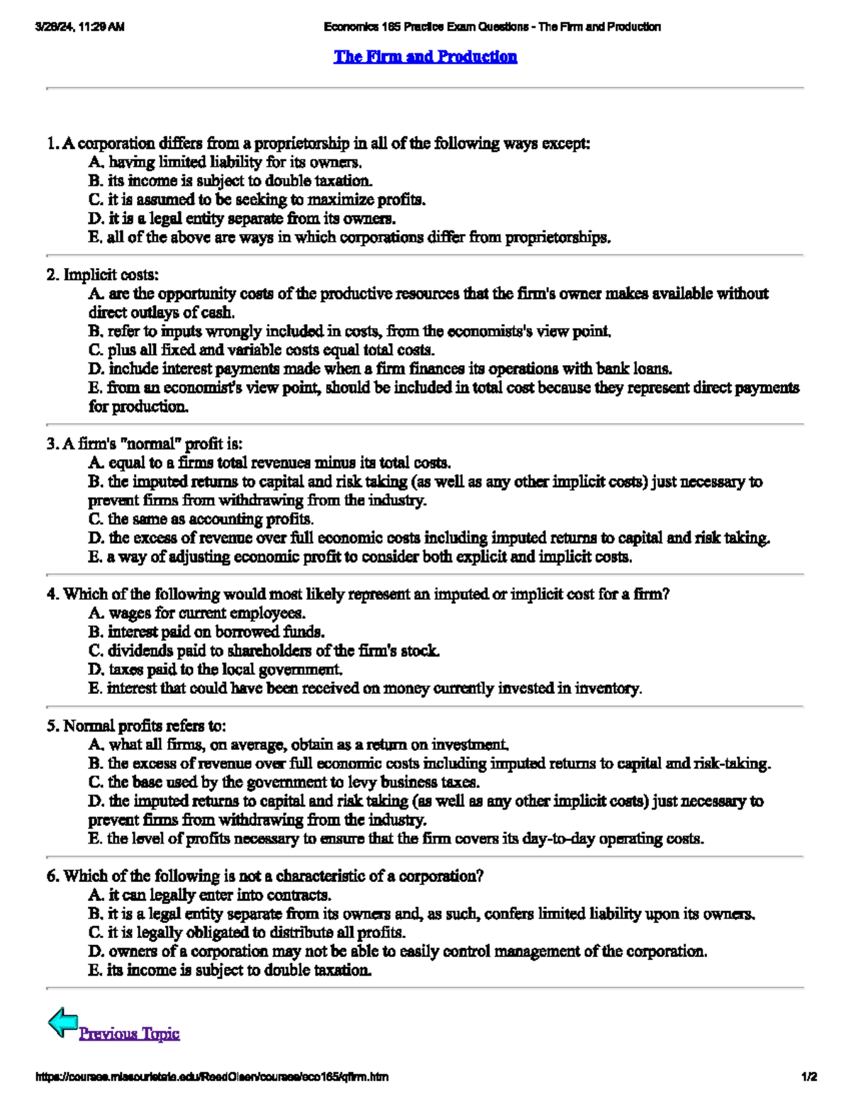 Economics questions - Econ - 11:29 AM Economics 165 Practice Exam ...