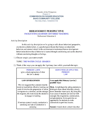 Reflection Paper on Facilitating Learner-Centered Teaching in BSED ...