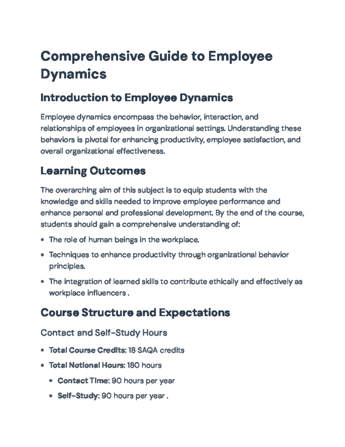 Enhancing Employee Dynamics: Organizational Behavior & Practices (OB ...