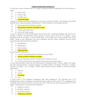 QUIZ 1 Fluid, Electrolyte AND ACID BASE Balance - QUIZ 1 FLUID ...