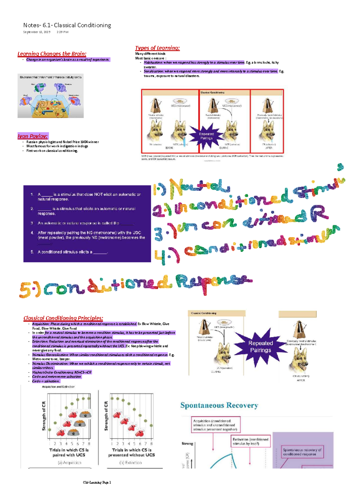 Ch6-Learning: Classical Conditioning Notes - Studocu