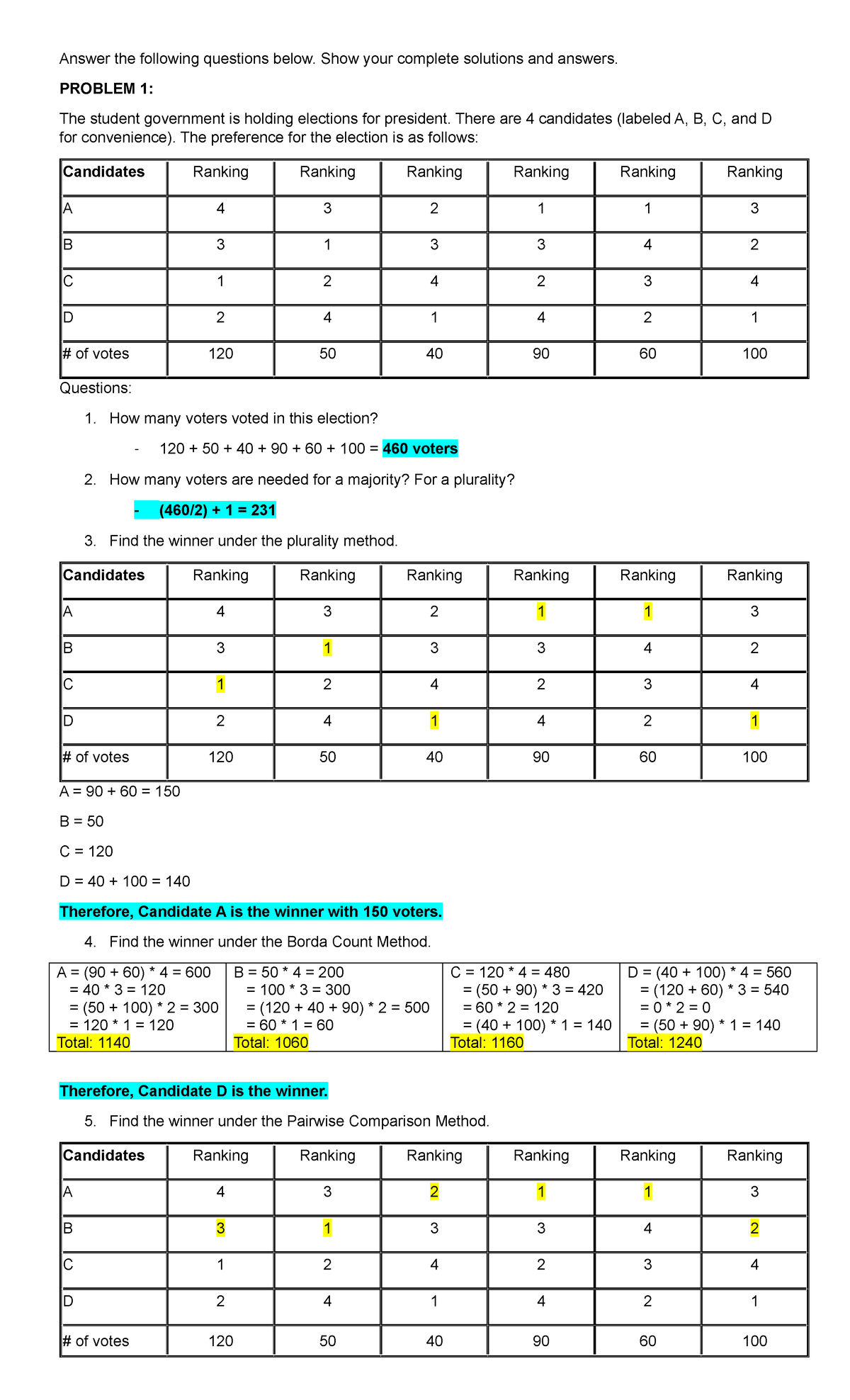 Module 5 - Post Task - Answer the following questions below. Show your ...