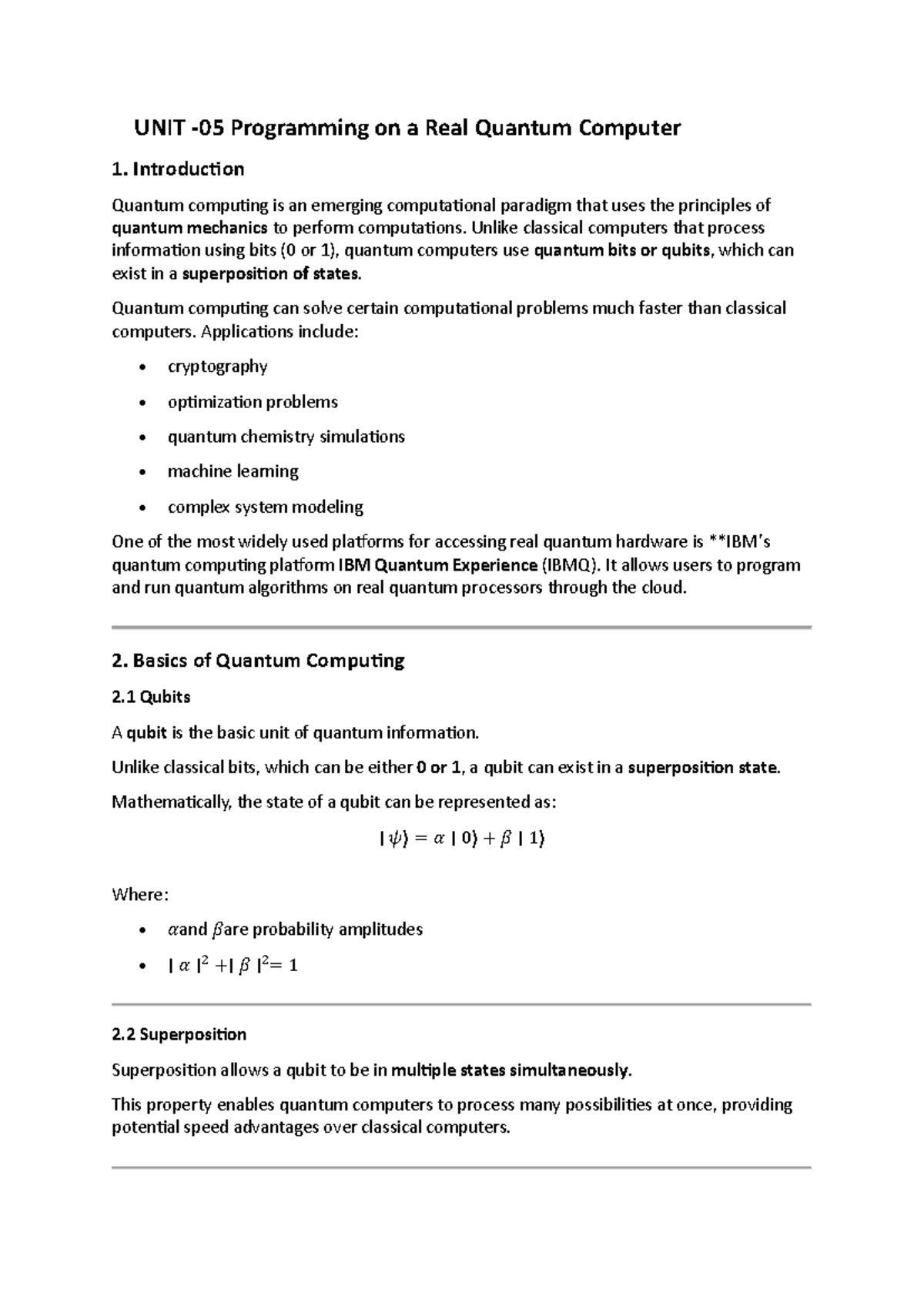 Quantum Computing - Notes for ME CSE: Programming Real Quantum ...