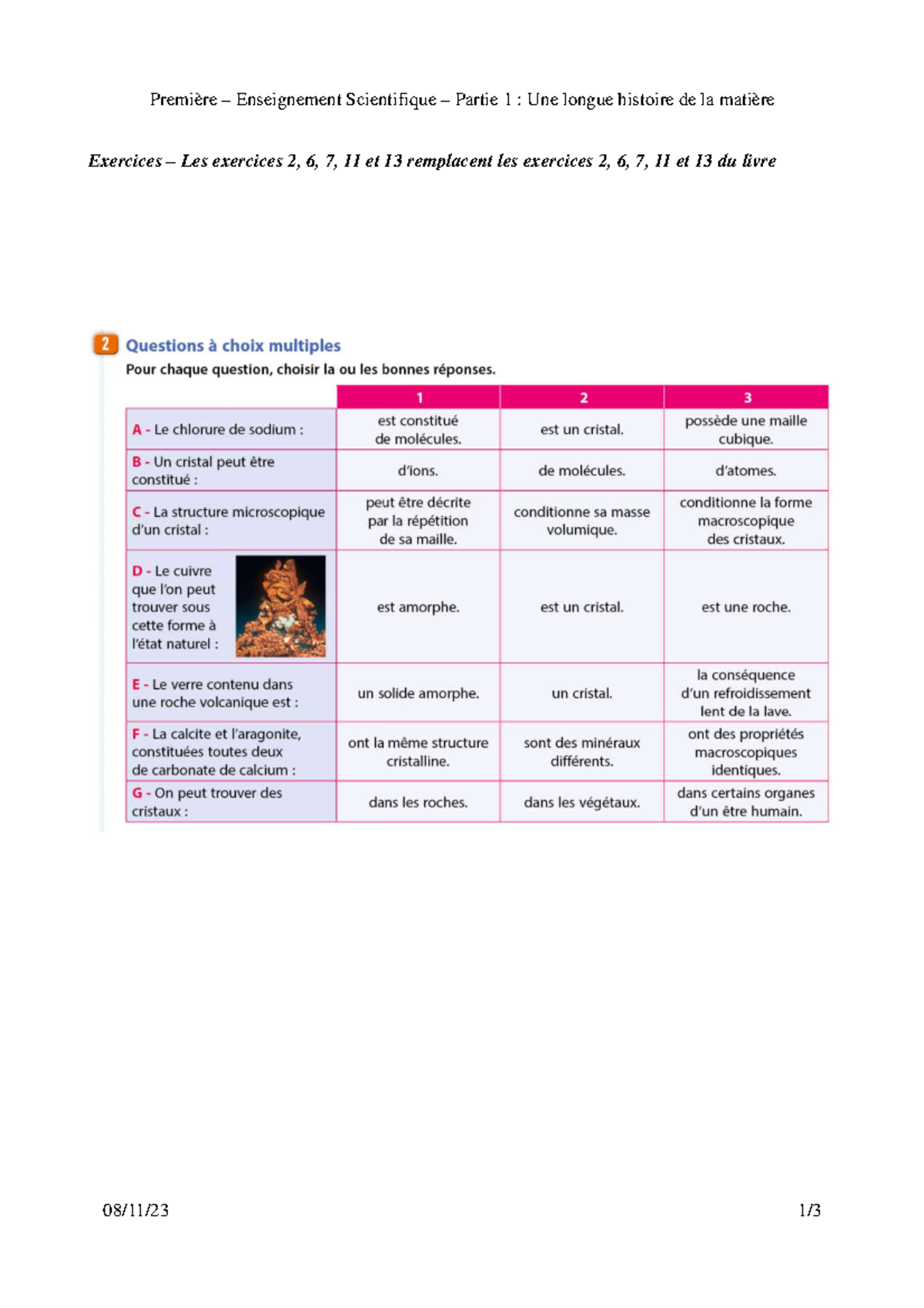 Exercices 2023 - Enseignement scientifique - General Science ...