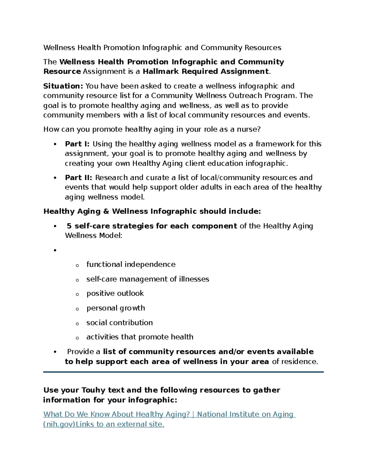 Week 4 Wellness Health Promotion Infographic & Community Resources ...