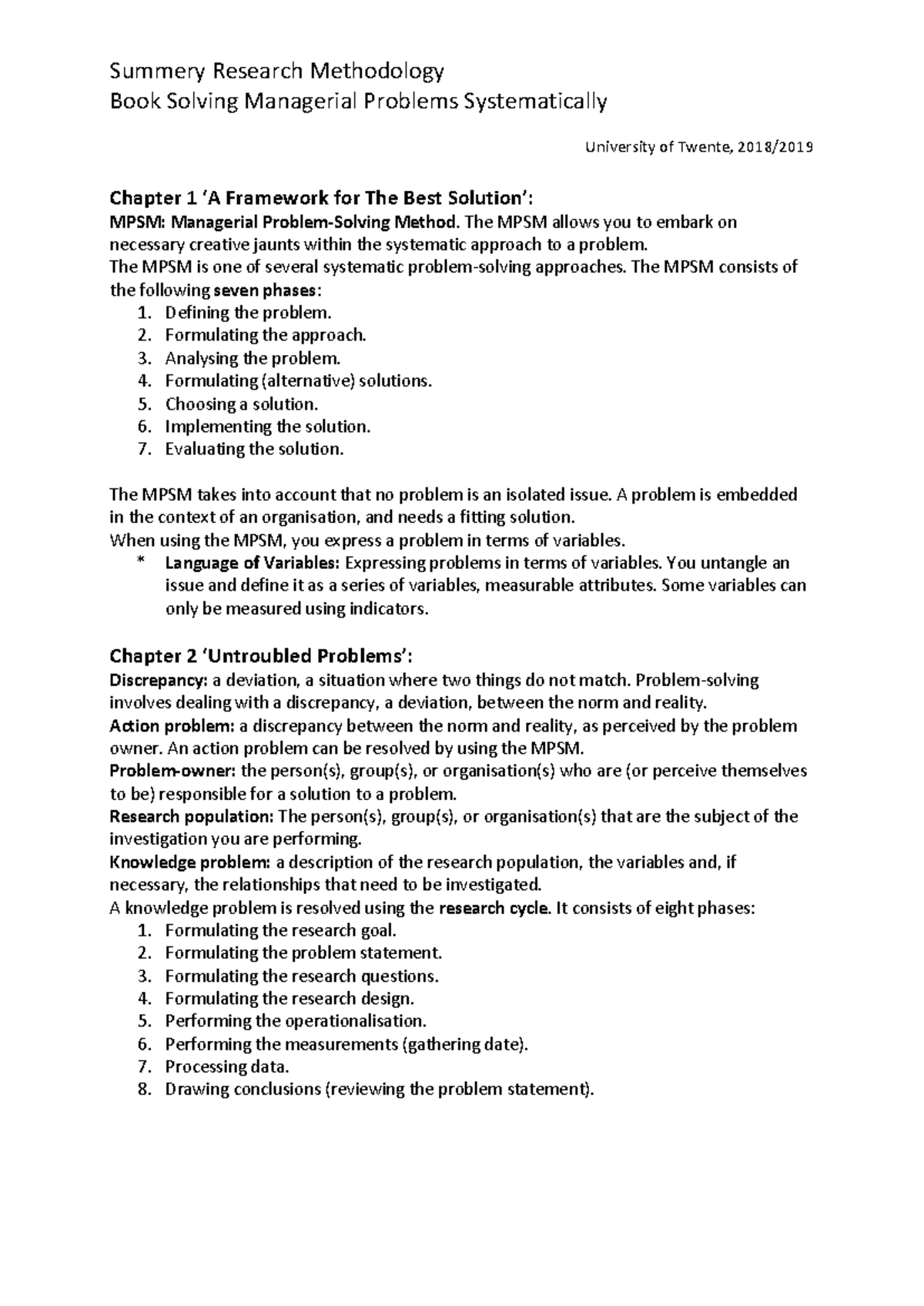 MPSM Research Methodology Summary: A Systematic Approach to Problem ...