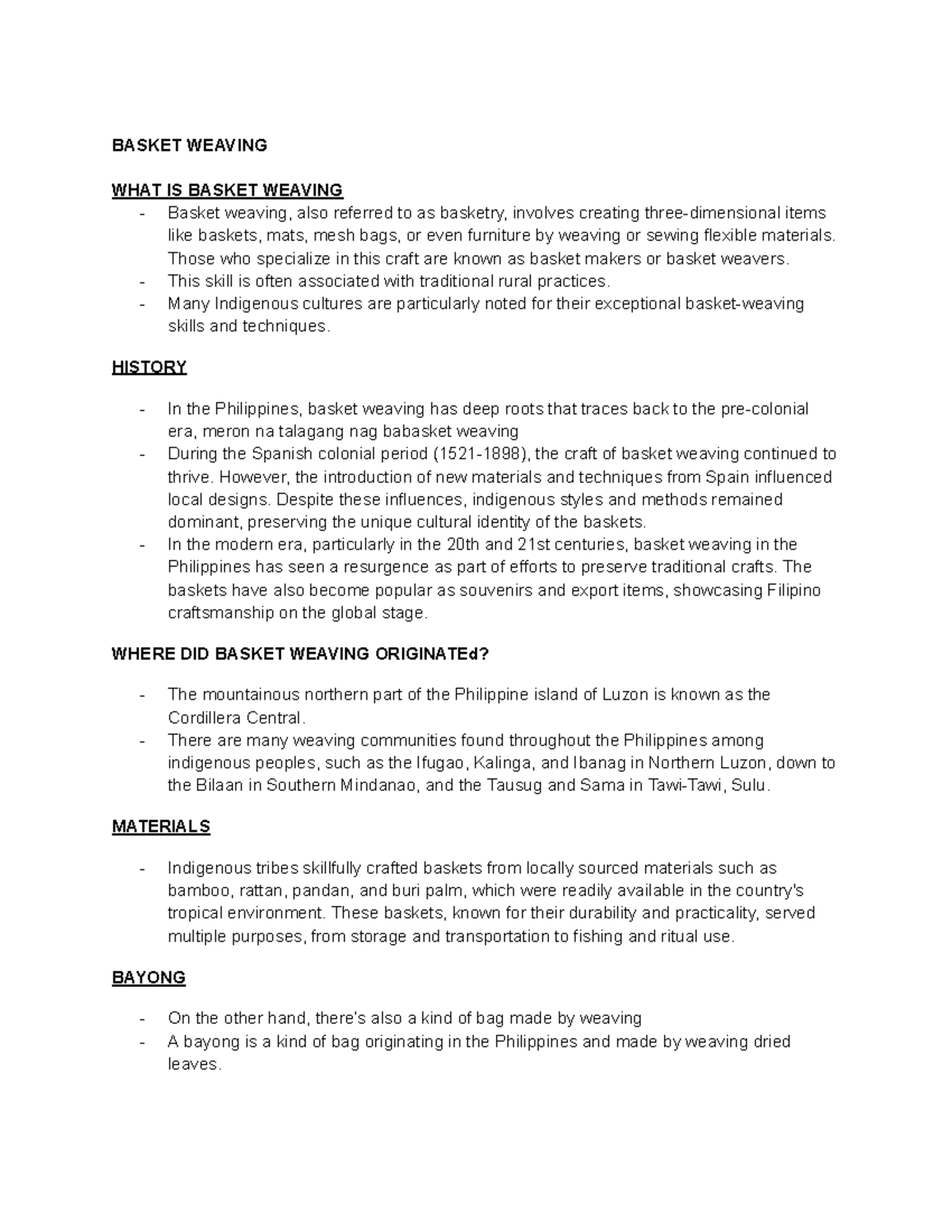 Indigenous Written Report 1: The Art and History of Basket Weaving ...