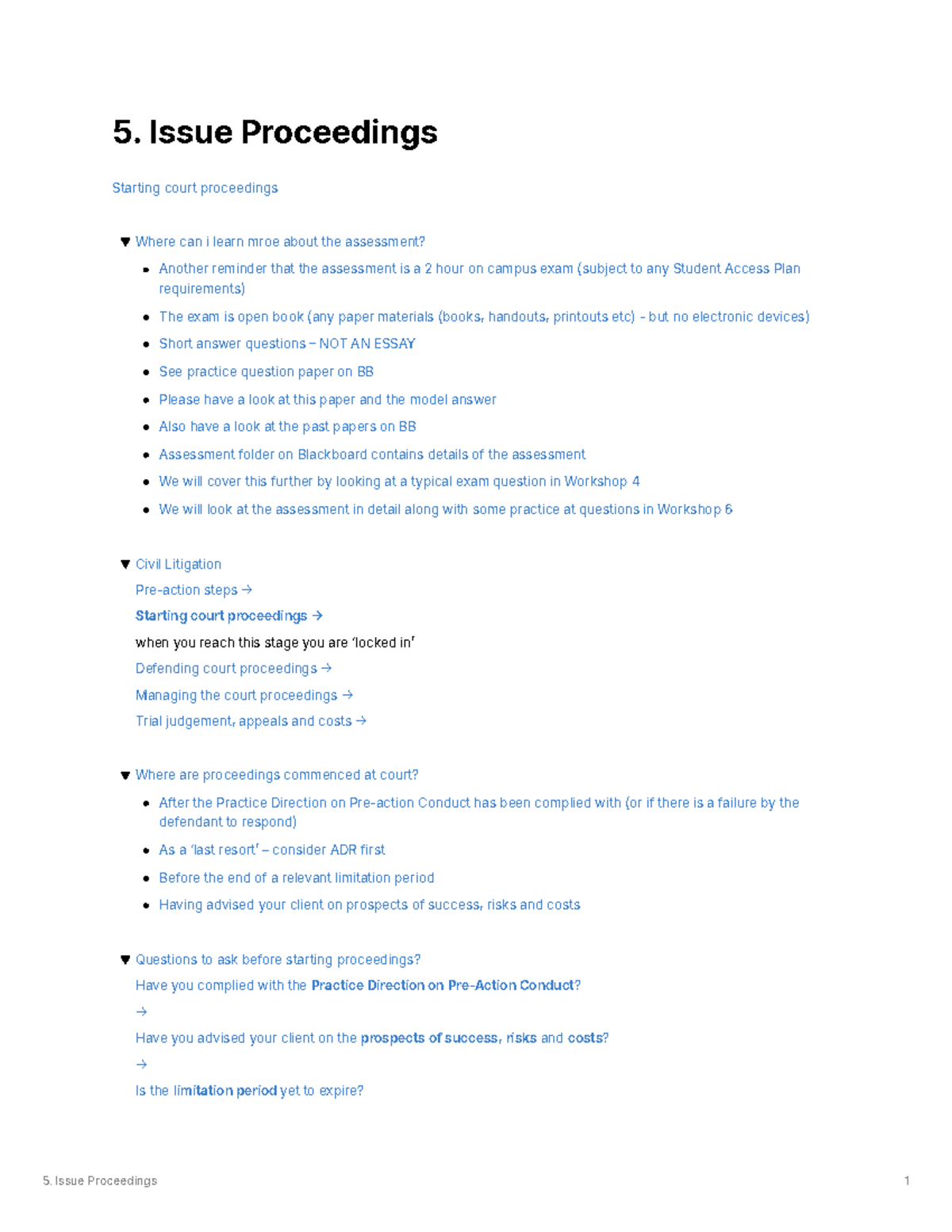 5. Issue Proceedings: Starting Court Actions in Civil Litigation - Studocu