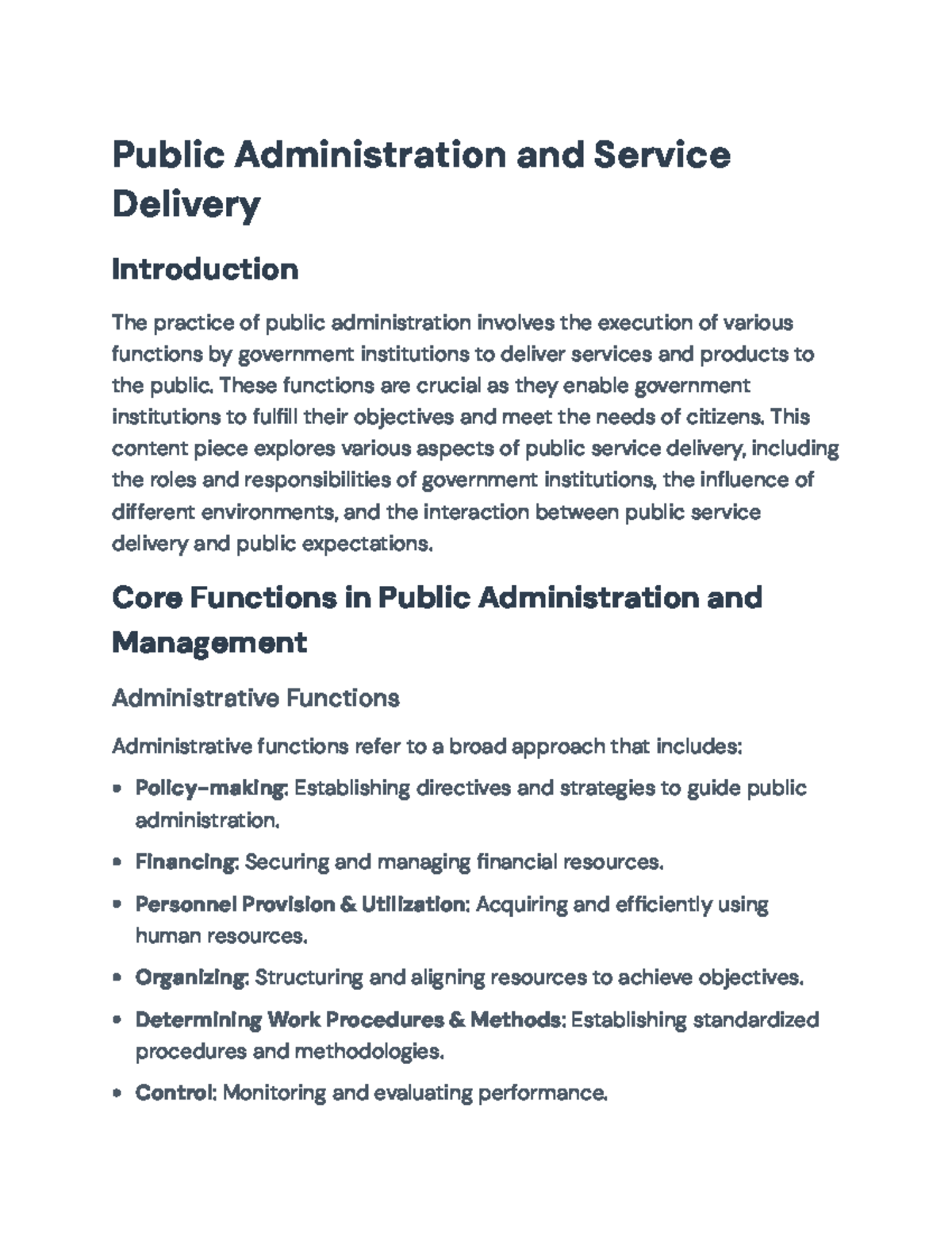 Public Administration and Service Delivery: A Systems Approach Analysis ...