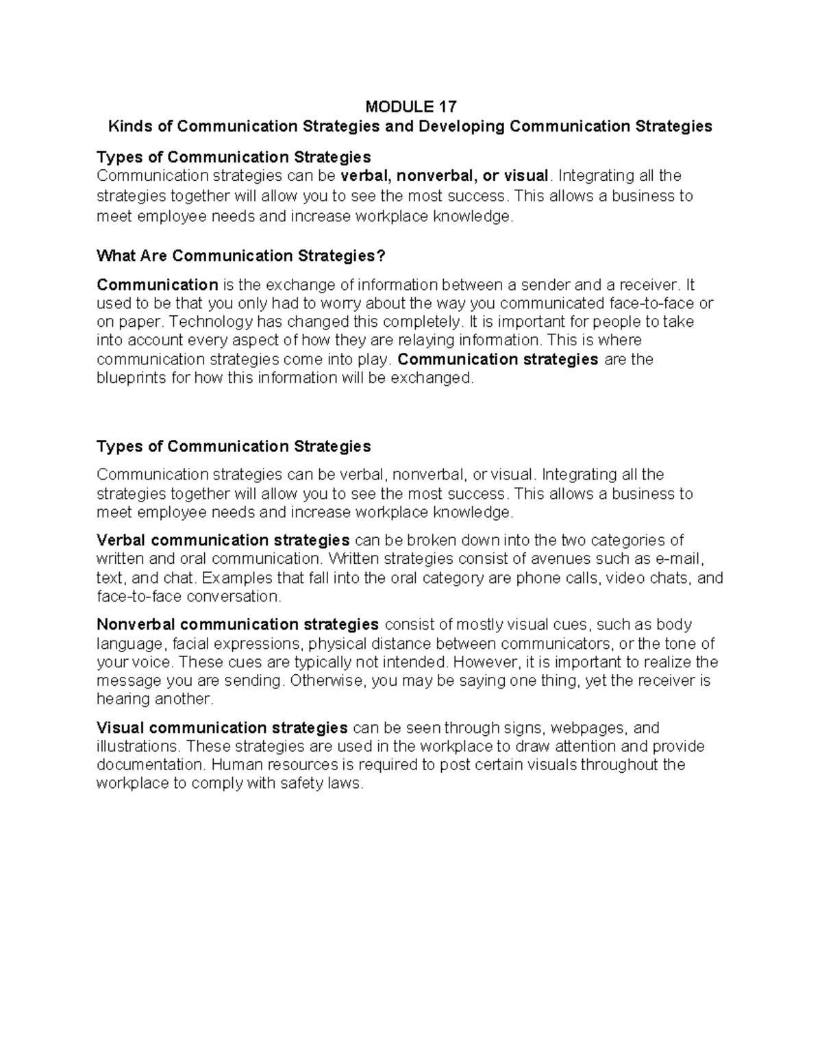 Module-17: Effective Communication Strategies and Development - Studocu