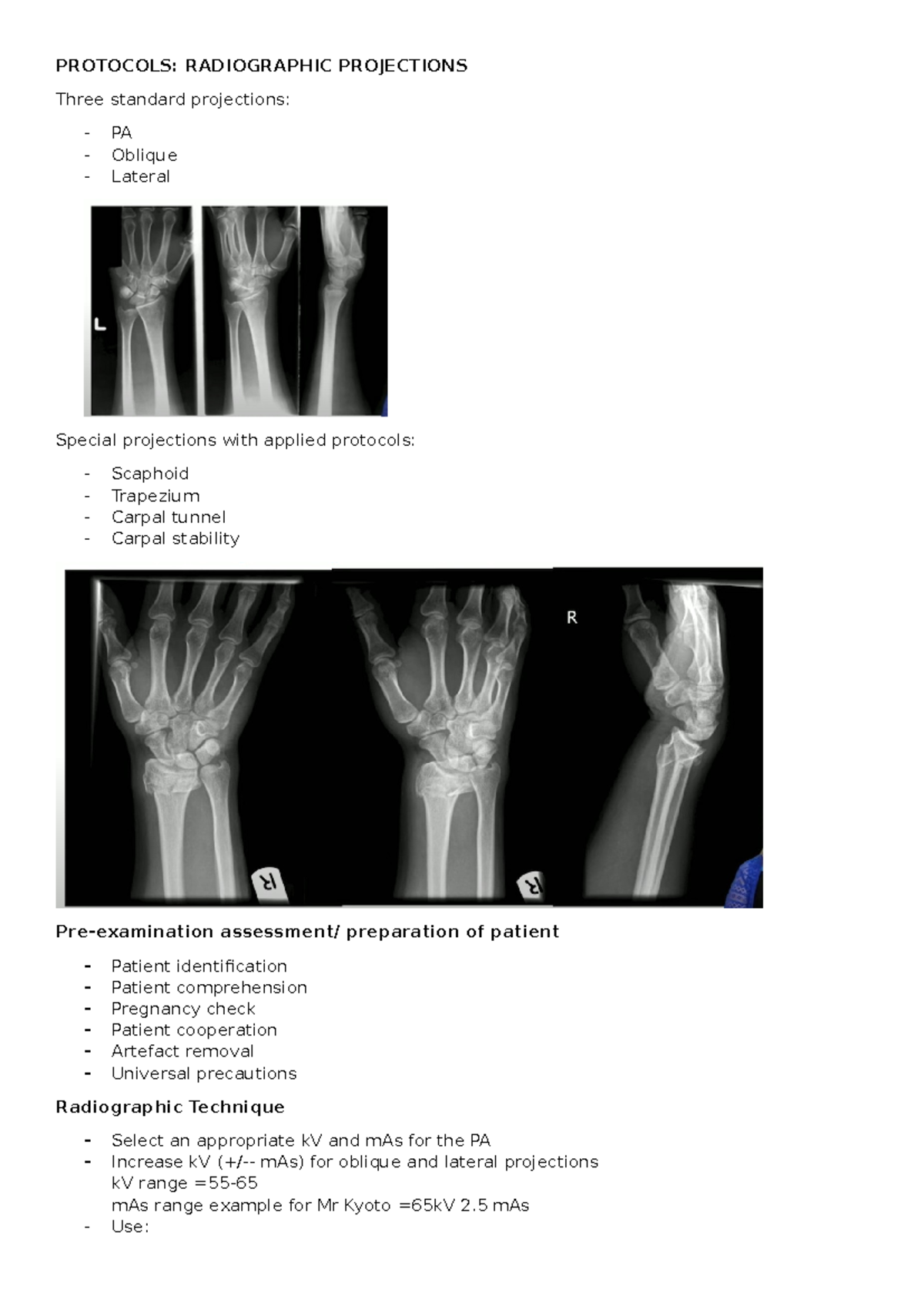 Wrist Positioning Techniques for Radiographic Projections: Key ...
