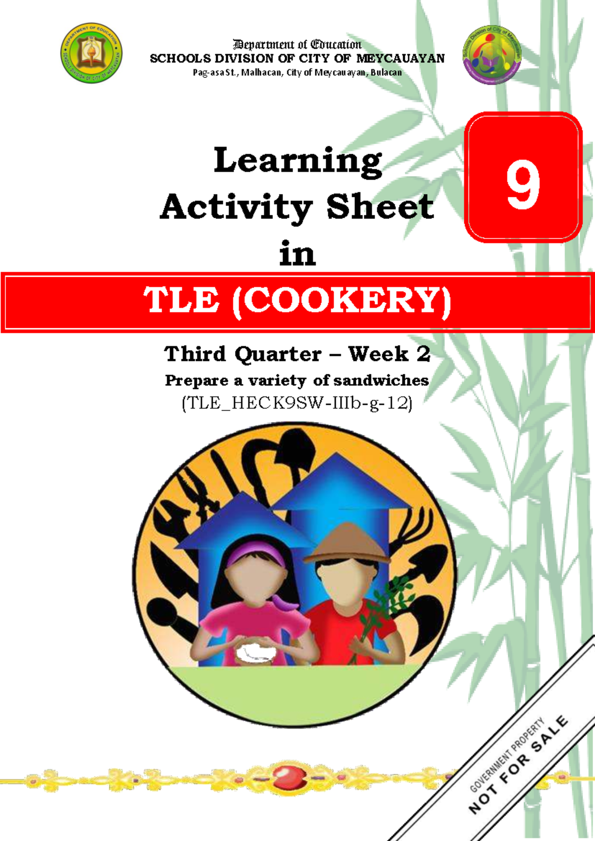 TLE Cookery Learning Activity Sheet: Preparing Various Sandwiches - Studocu