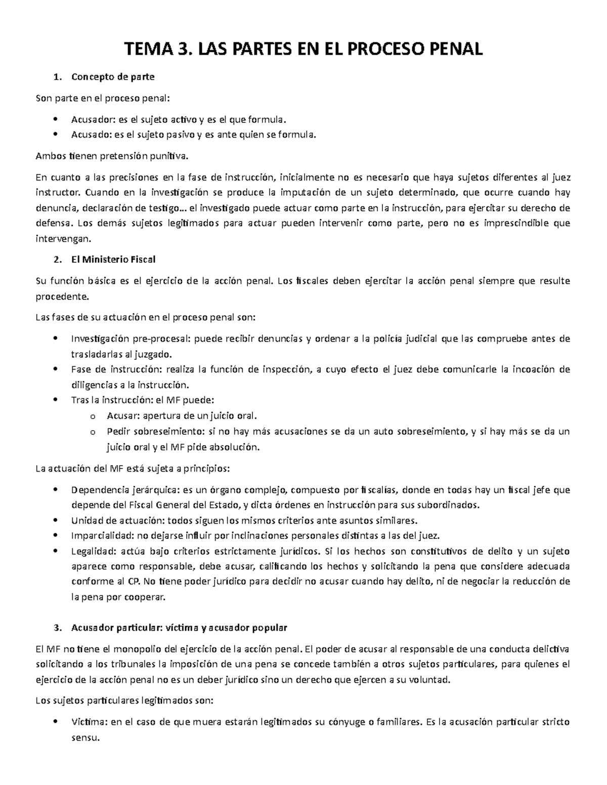 TEMA 3 - Partes en el Proceso Penal, Procesal III, Prof. E. Pineros ...