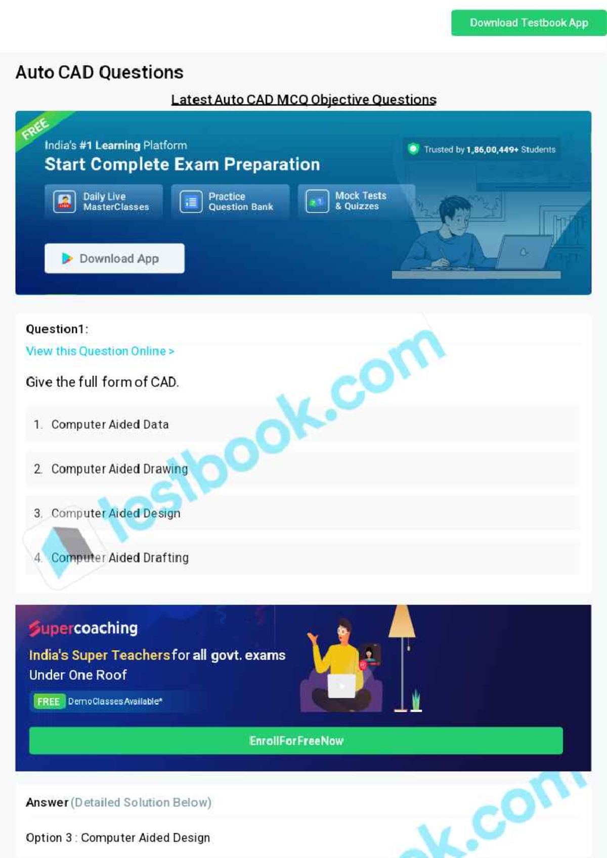 Mcq on auto cad 6458a6412c7da006599 f1024 - Download Testbook App Auto ...