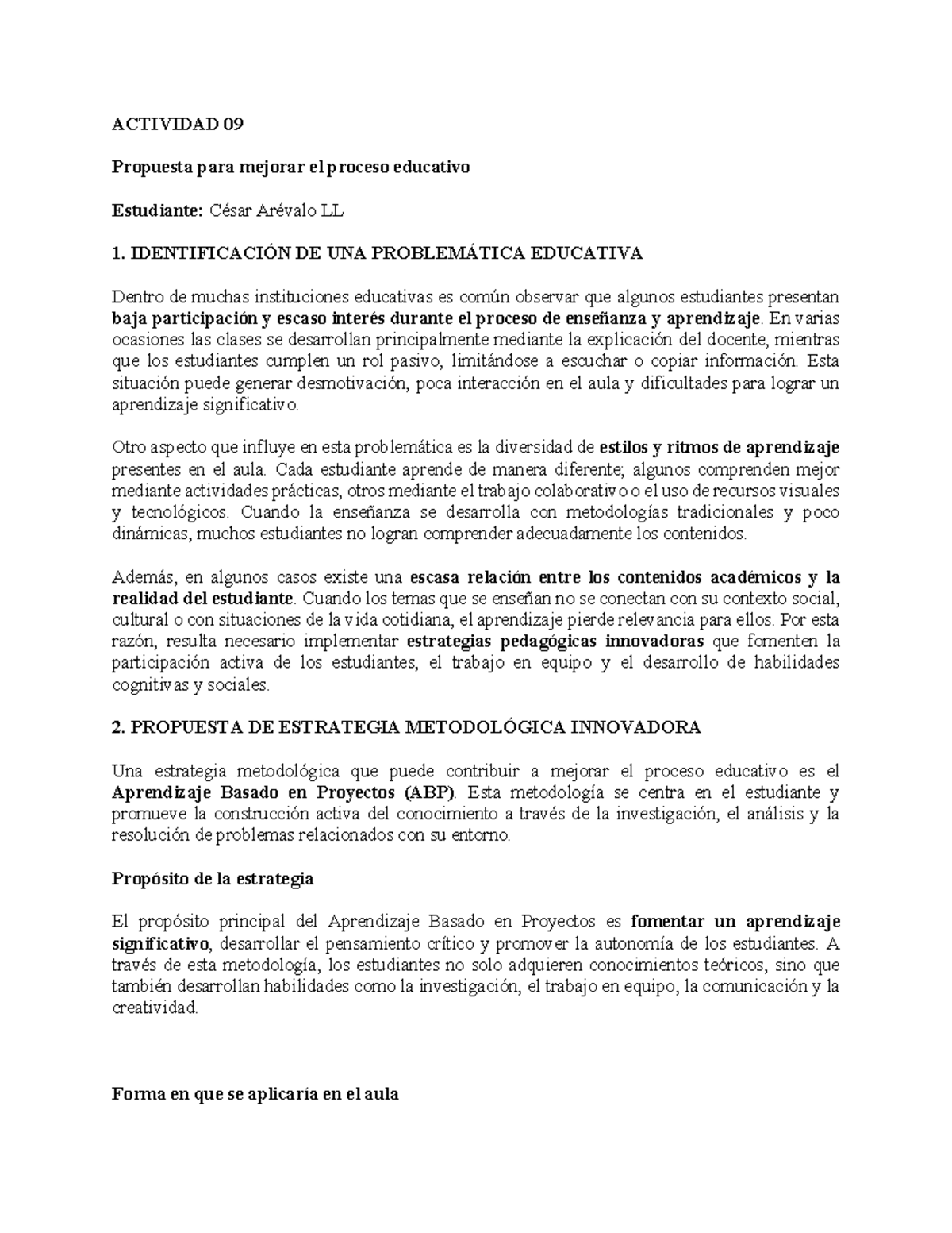 Actividad 09: Propuesta de Mejora Educativa y Estrategias Innovadoras ...