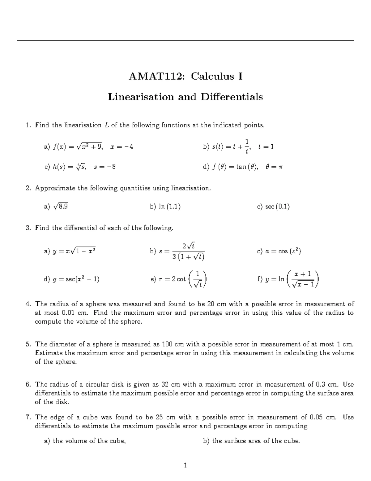 AMAT100 PreCalculus Exam 1 Comprehensive Study Guide - Studocu