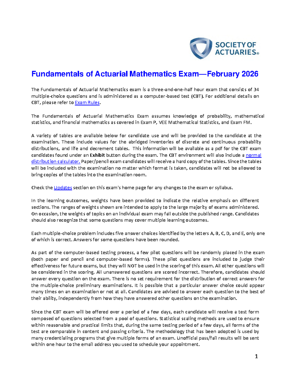 Fundamentals of Actuarial Mathematics Exam Syllabus 2026 - Studocu