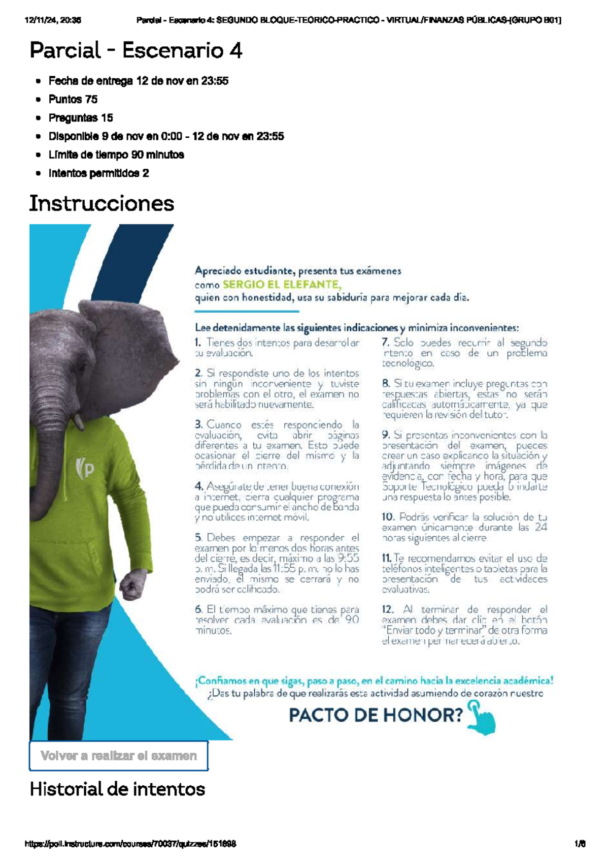 Parcial Semana 4 Finanzas públicas Intento I - 20:35 Parcial Escenario ...