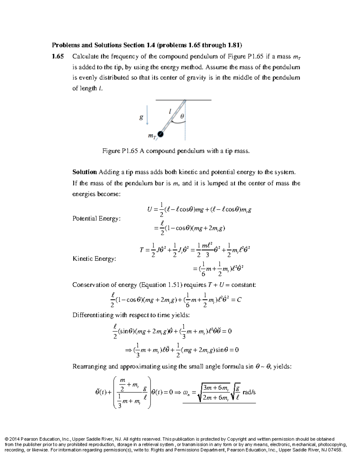 **Course Code: ME 201 - Section 1.4 Solutions for Pendulum Dynamics ...