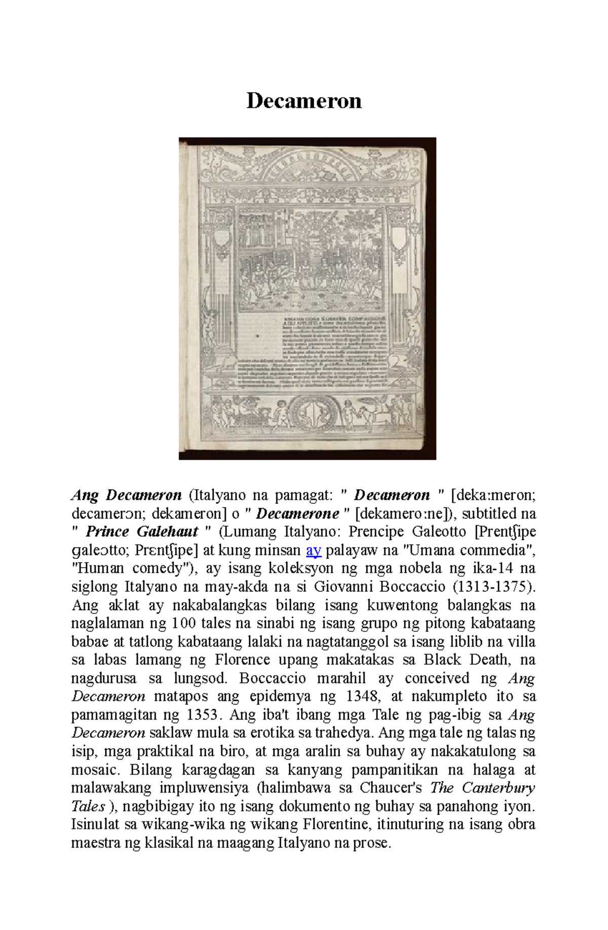 Boccaccio's Decameron: Tales of Love and Life in 14th Century Italy ...