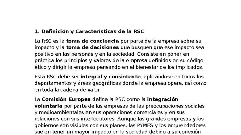 Tema 2: Principios y Características de la RSC en Empresas - Studocu